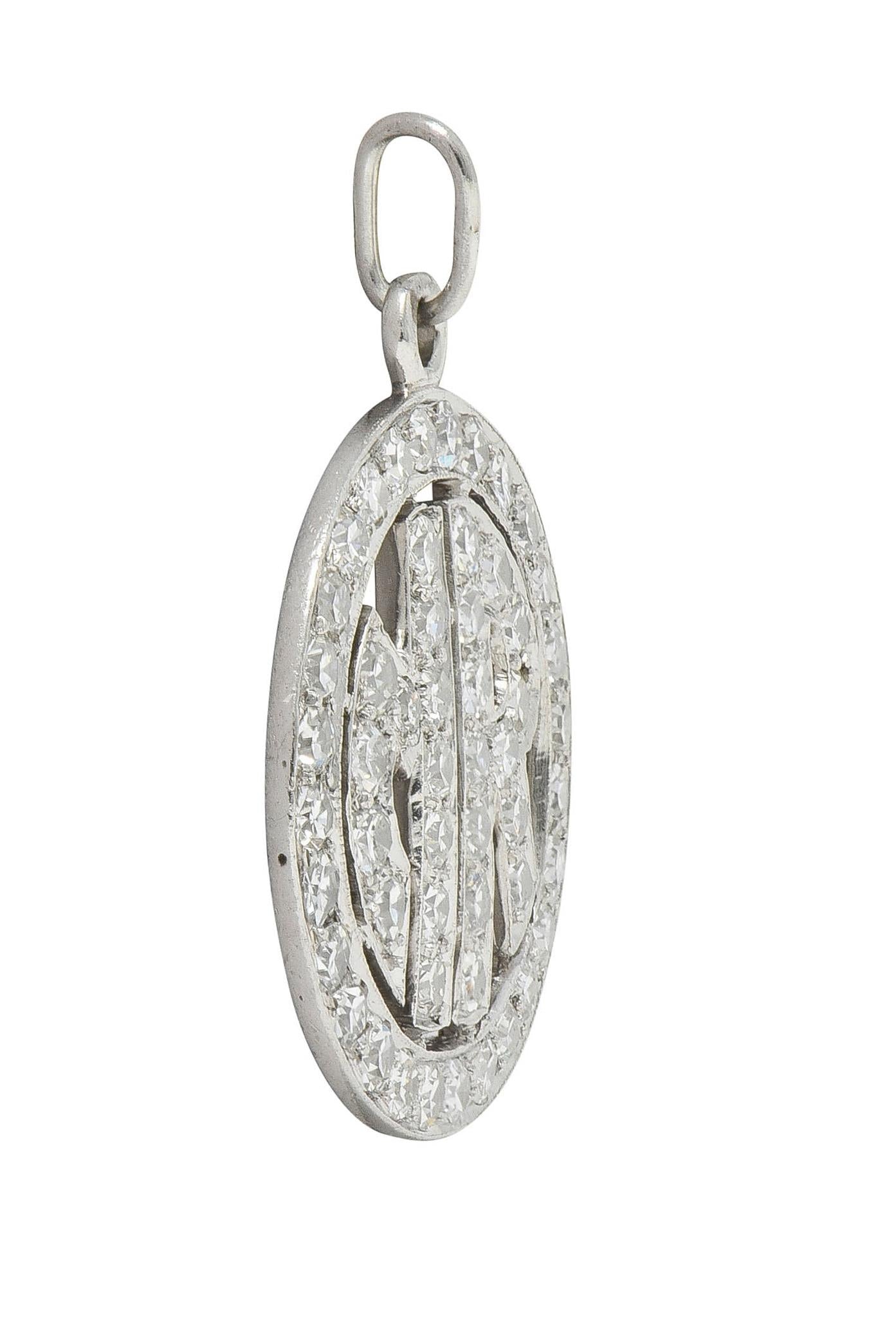 Contemporary 1.35 CTW Diamond Platinum Mr. Pendant Charm