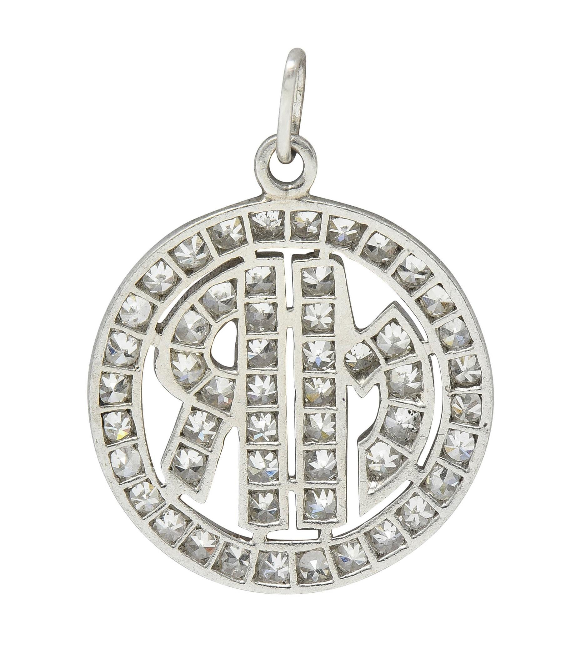 Contemporary 1.35 CTW Diamond Platinum Mr. Pendant Charm