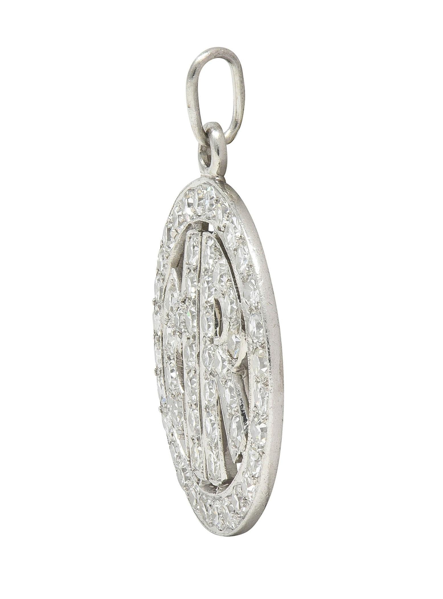 Contemporary 1.35 CTW Diamond Platinum Mr. Pendant Charm