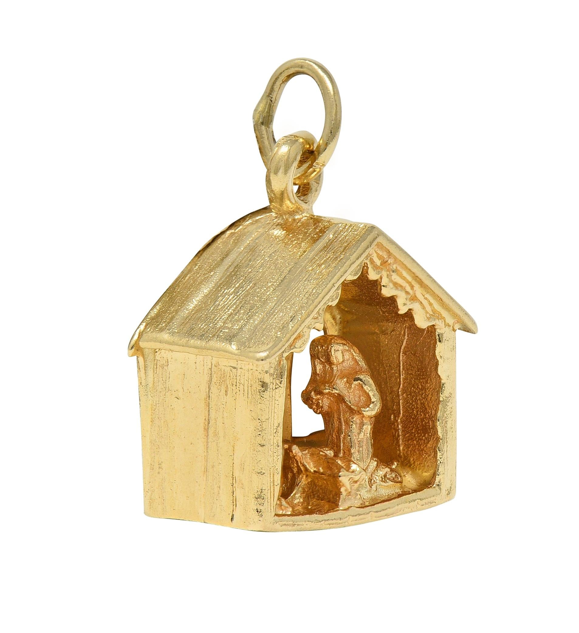 1950's 14 Karat Yellow Gold Vintage Nativity Scene Pendant Charm