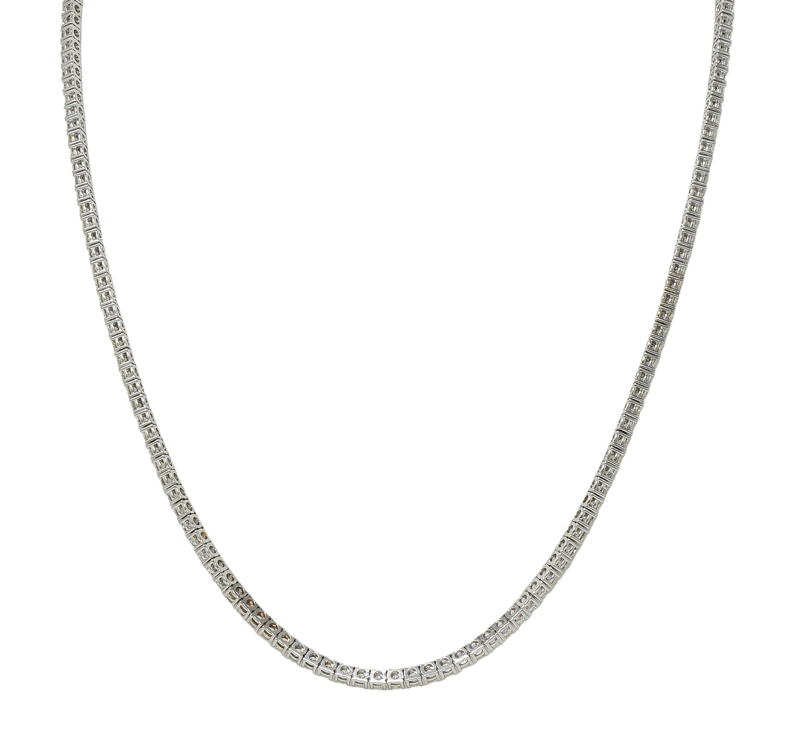 Contemporary 8.75 CTW Round Brilliant Cut Diamond 14K Gold Riviera Necklace