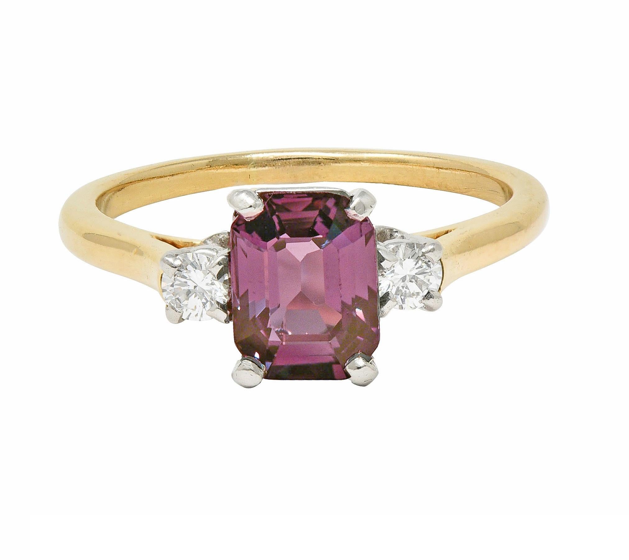 Cartier Mid-Century Alexandrite Diamond Platinum 14 Karat Gold Vintage Ring