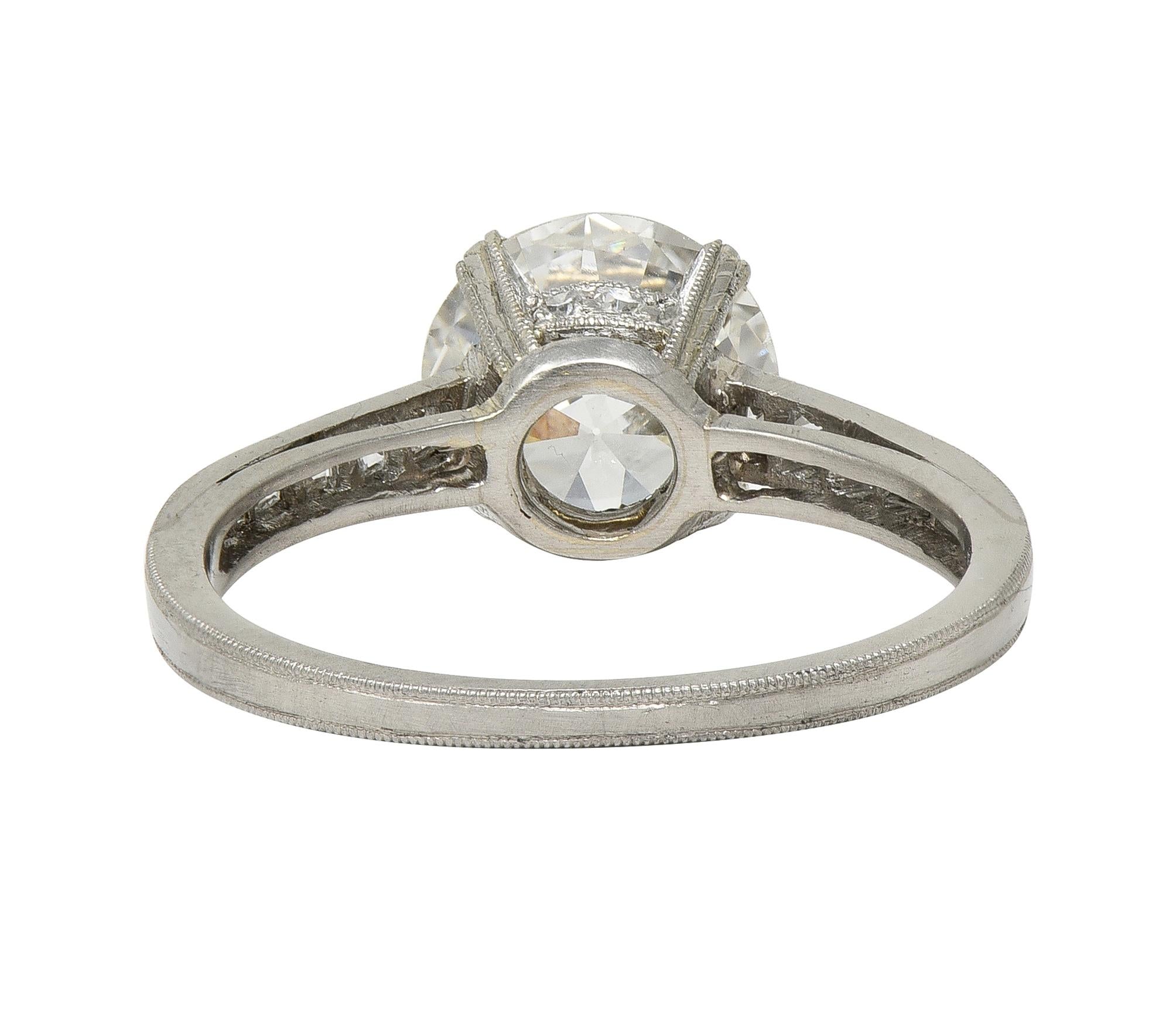 Art Deco 2.05 CTW Old European Cut Diamond Platinum Vintage Engagement Ring