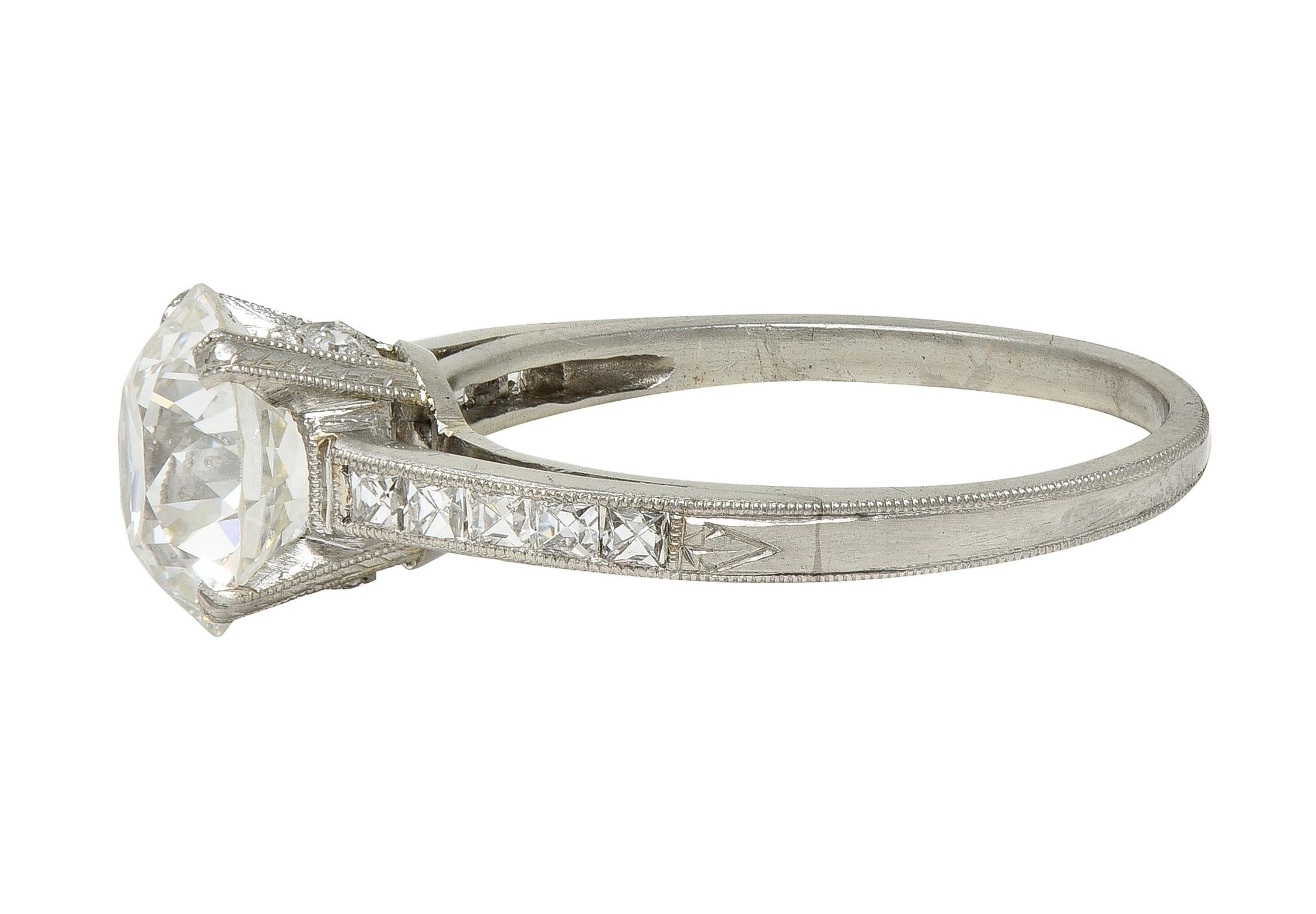 Art Deco 2.05 CTW Old European Cut Diamond Platinum Vintage Engagement Ring