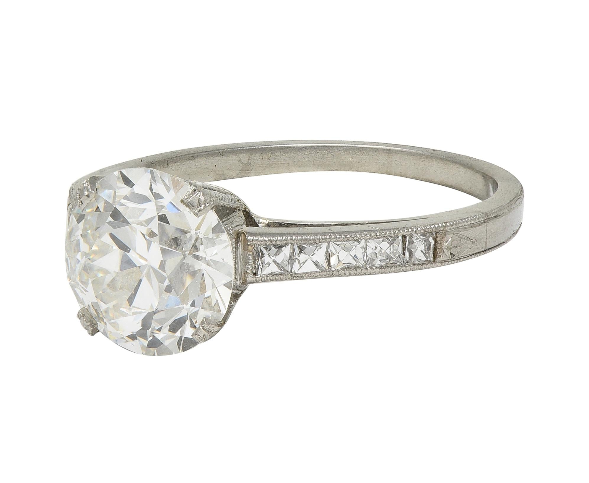 Art Deco 2.05 CTW Old European Cut Diamond Platinum Vintage Engagement Ring