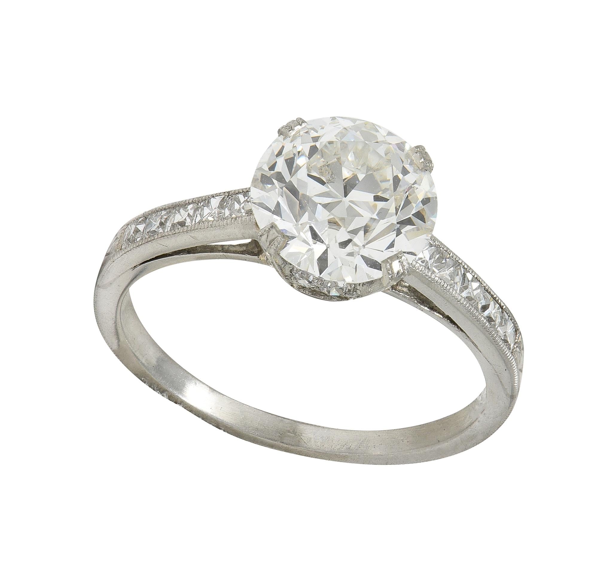 Art Deco 2.05 CTW Old European Cut Diamond Platinum Vintage Engagement Ring