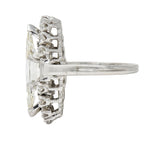 Mid-Century 2.42 CTW Marquise Cut Diamond Platinum Halo Vintage Engagement Ring