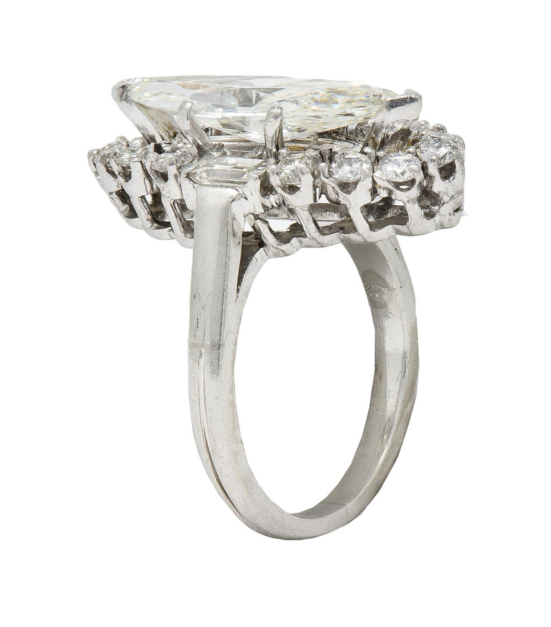 Mid-Century 2.42 CTW Marquise Cut Diamond Platinum Halo Vintage Engagement Ring
