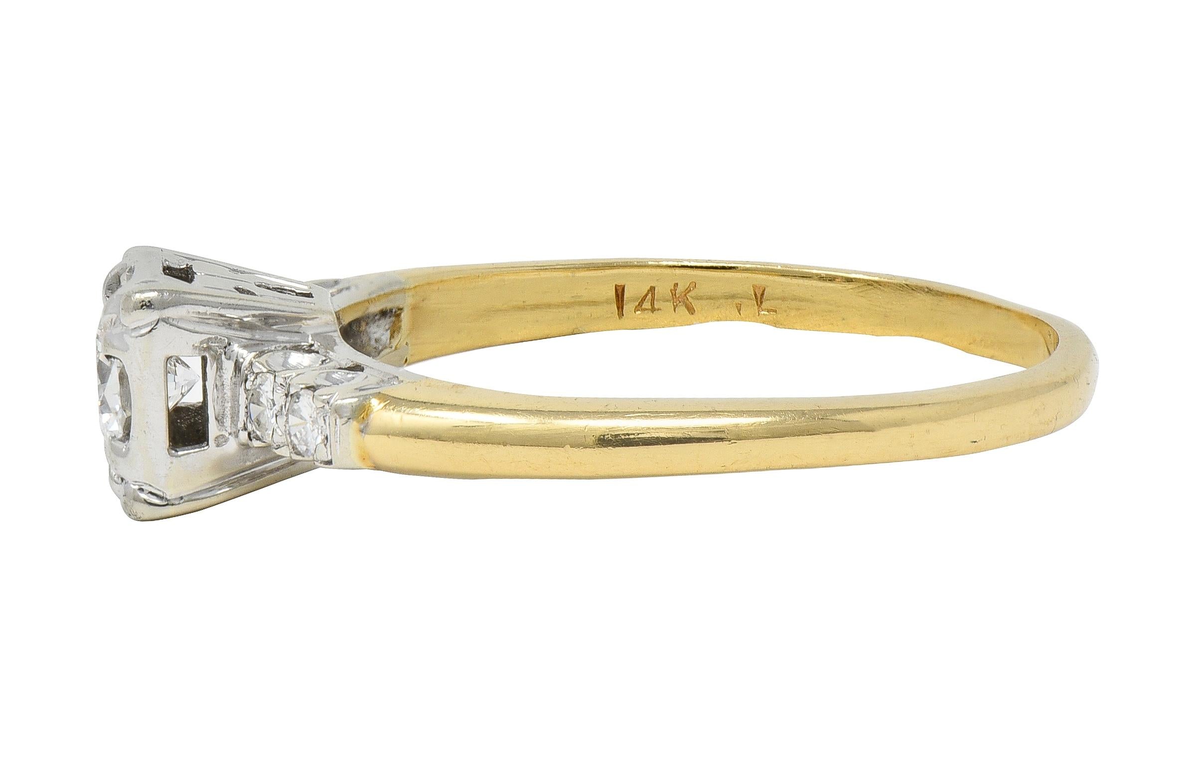 Retro 0.35 CTW Transitional Cut Diamond 14 Karat Gold Vintage Engagement Ring