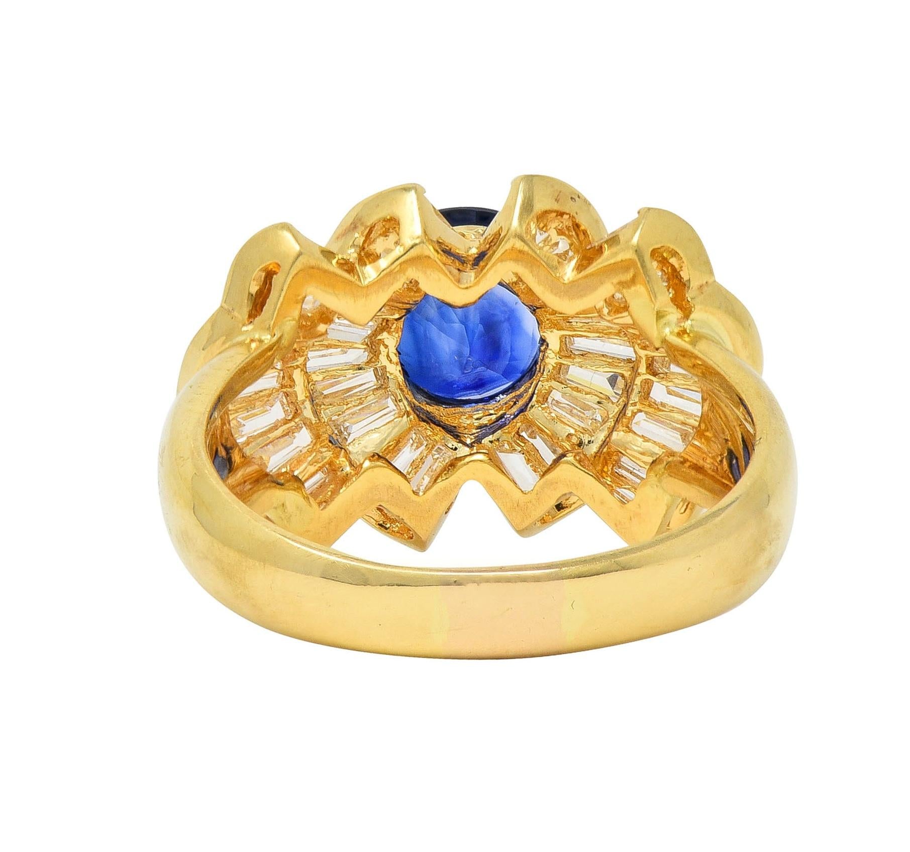 Contemporary 2.94 CTW Sapphire Diamond 18 Karat Gold Bowtie Cluster Ring