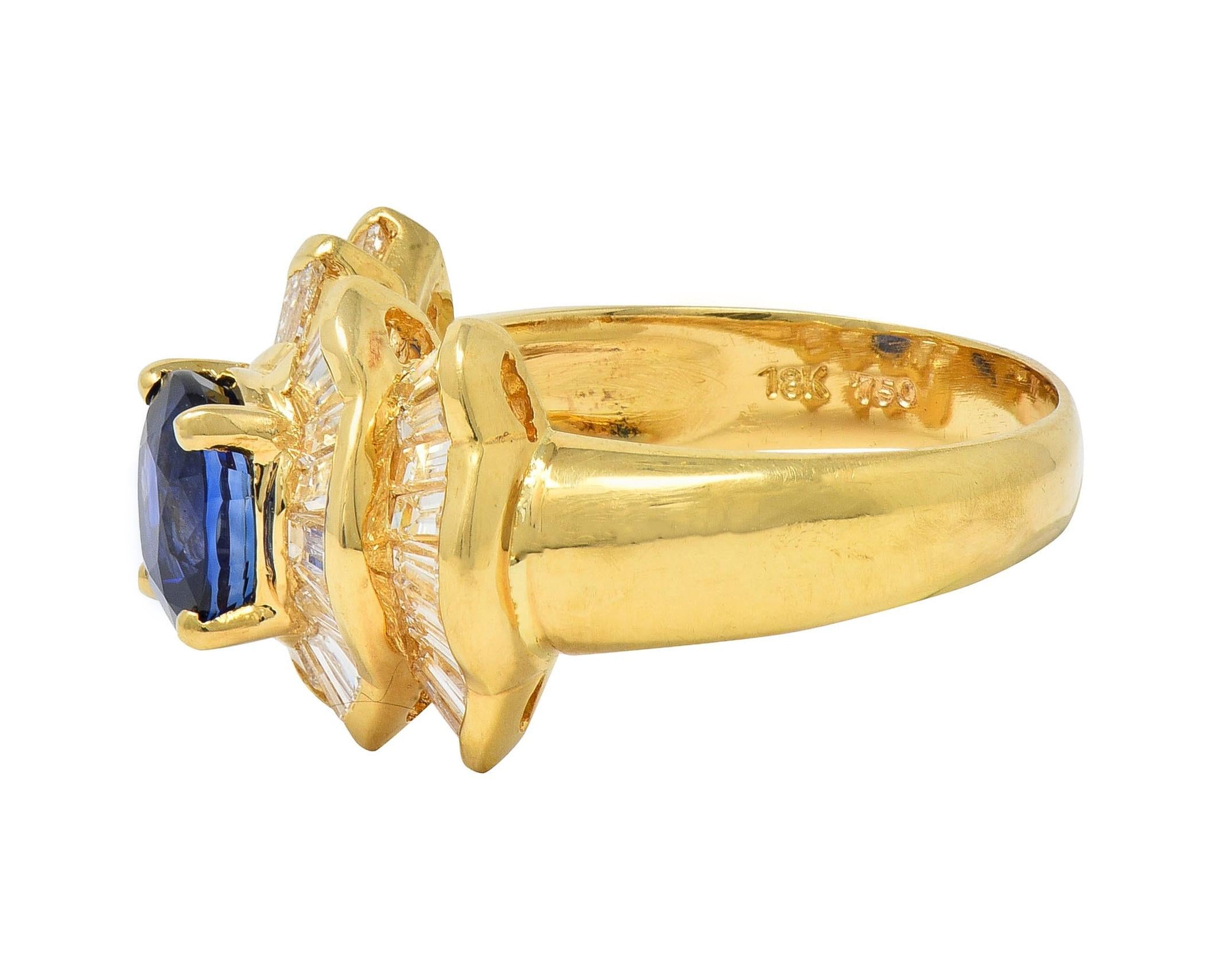 Contemporary 2.94 CTW Sapphire Diamond 18 Karat Gold Bowtie Cluster Ring