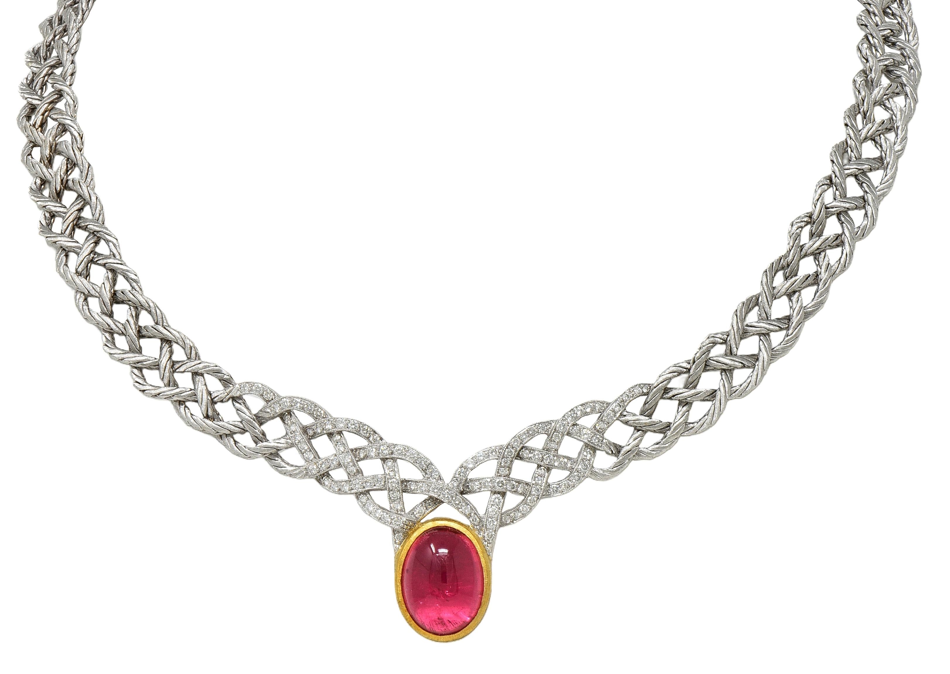 Buccellati Vintage Tourmaline Diamond 18 Karat Gold Étoilée Collar Necklace