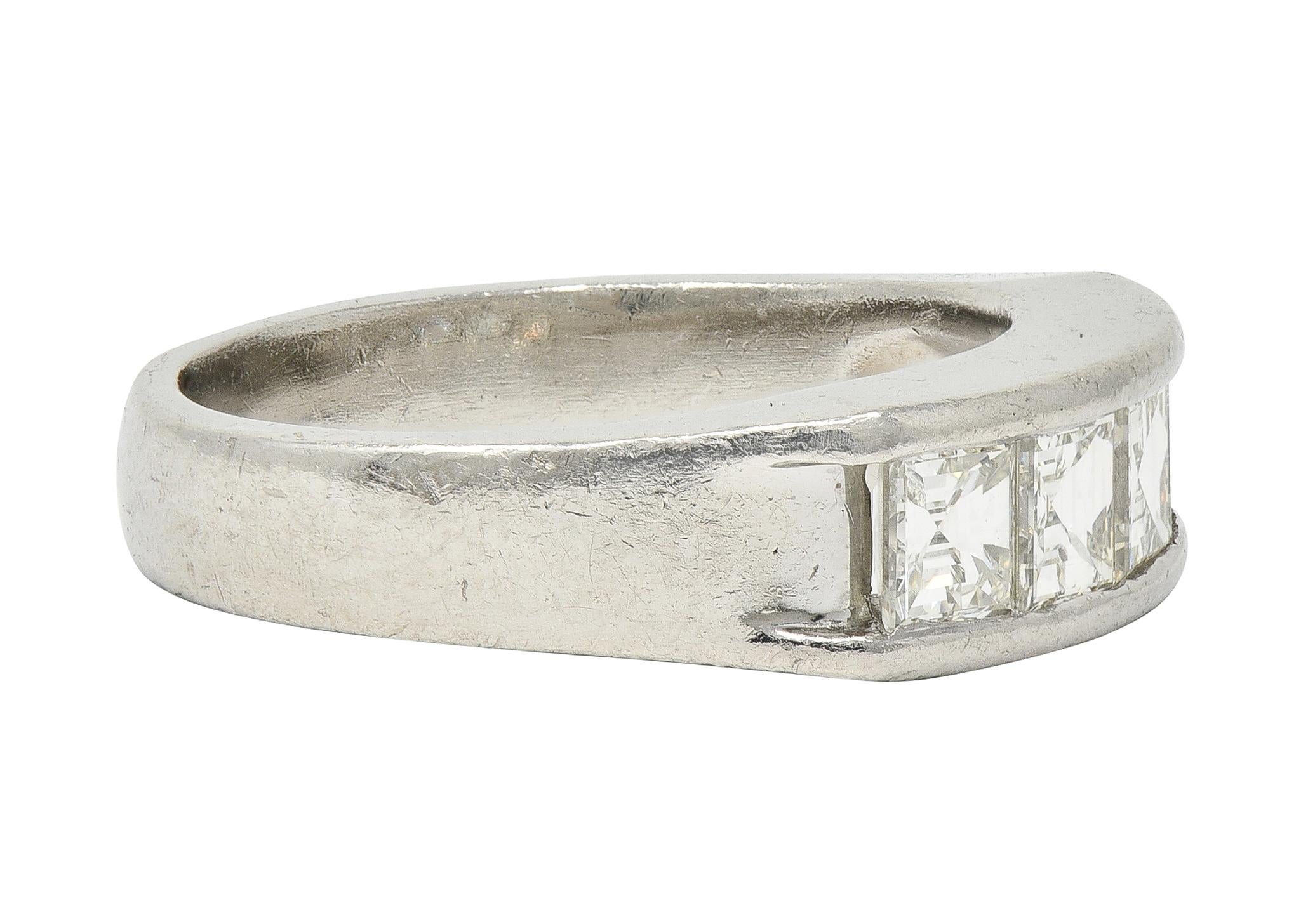 Contemporary 1.02 CTW Step Cut Diamond Platinum Channel Band Ring