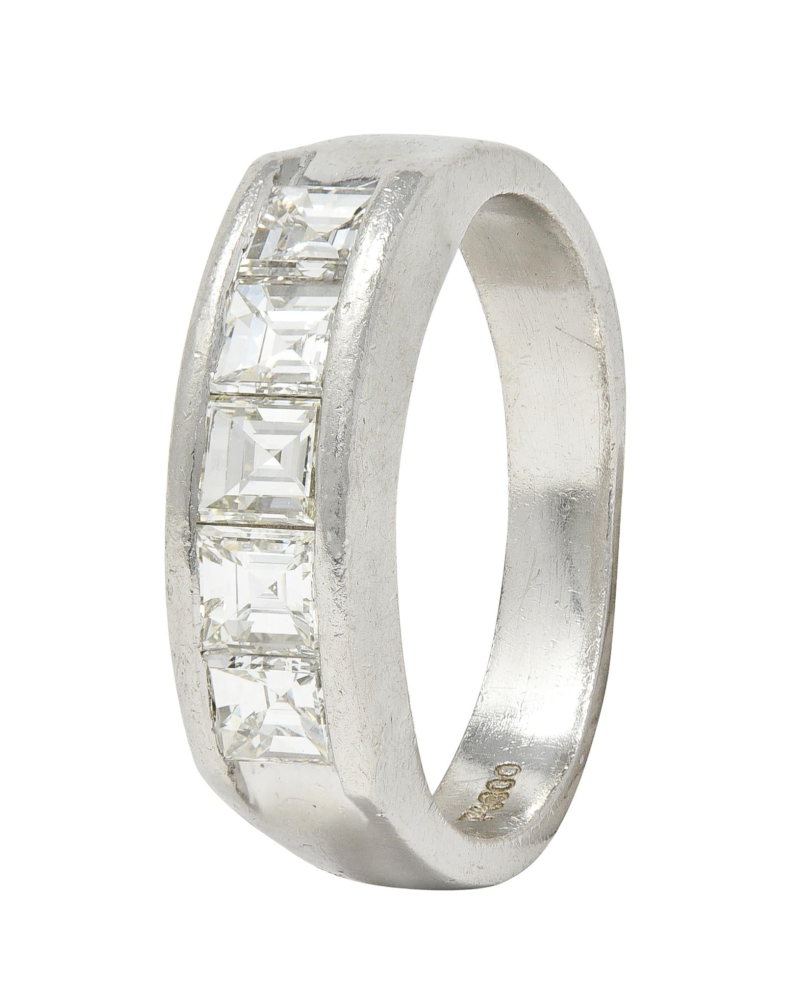 Contemporary 1.02 CTW Step Cut Diamond Platinum Channel Band Ring