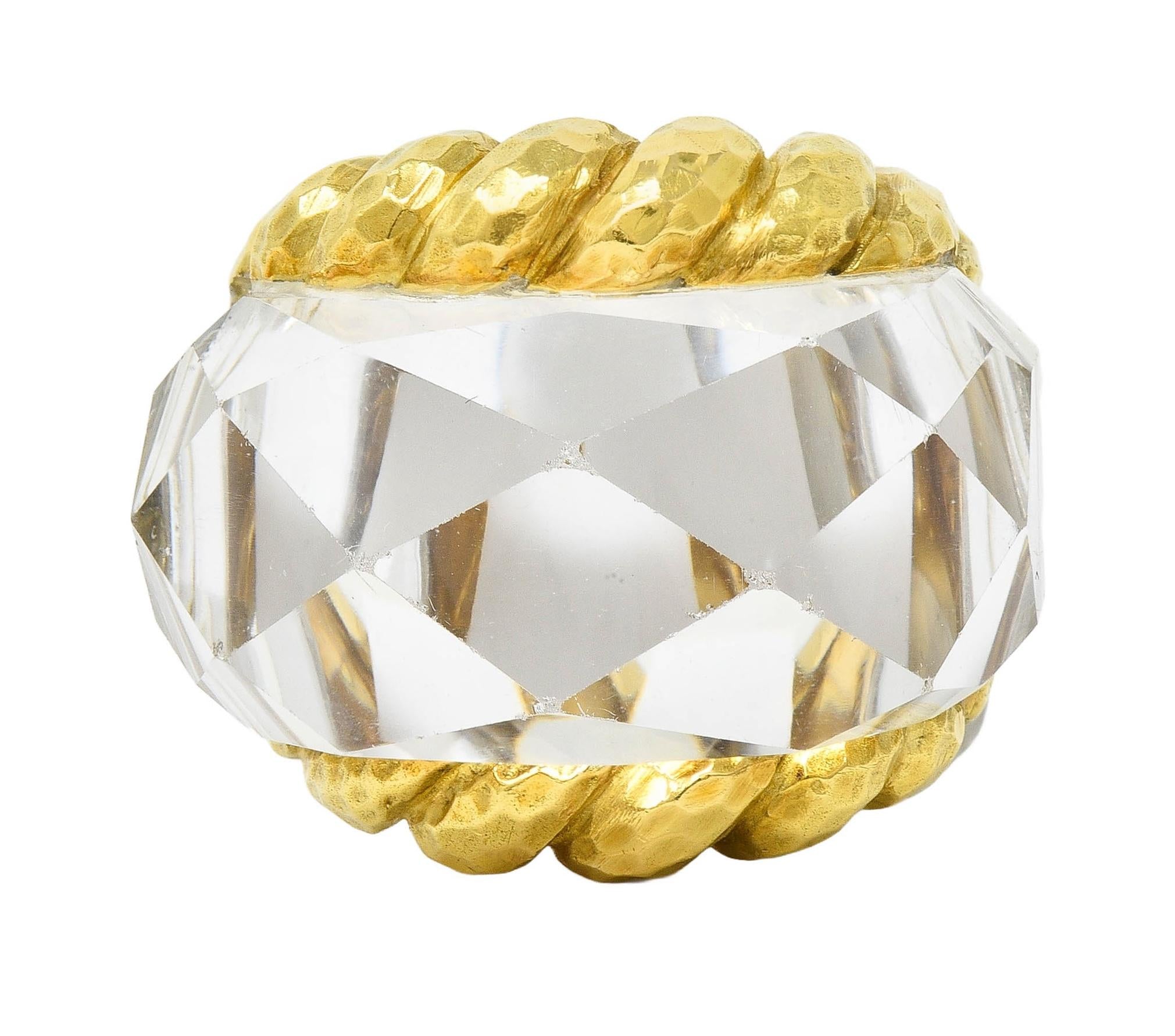 David Webb 1970's Quartz Crystal 18 Karat Gold Vintage Iceberg Statement Ring