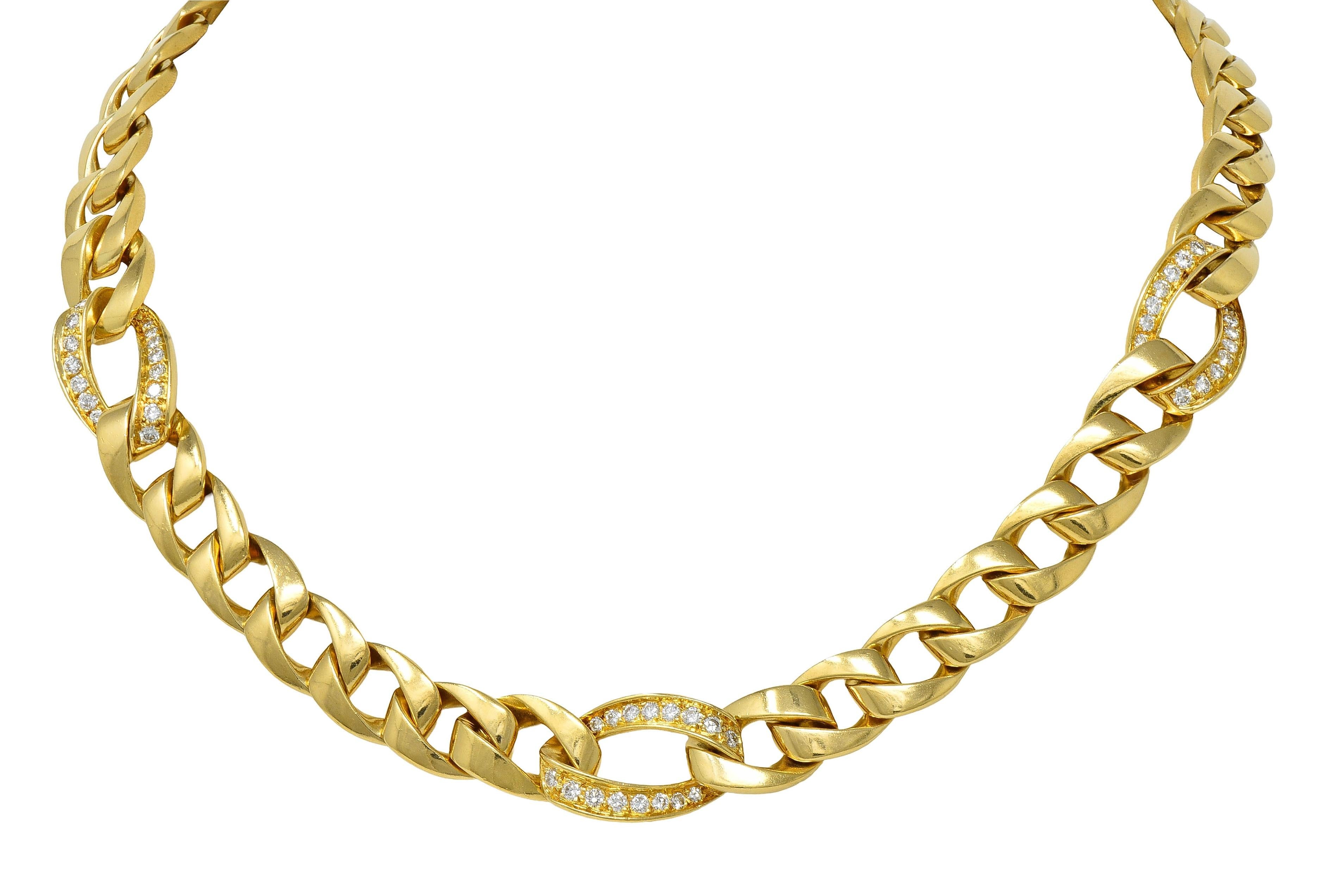 Cartier Georges L'Enfant 1970's 1.50 Diamond 18K Gold Vintage Curb Link Necklace