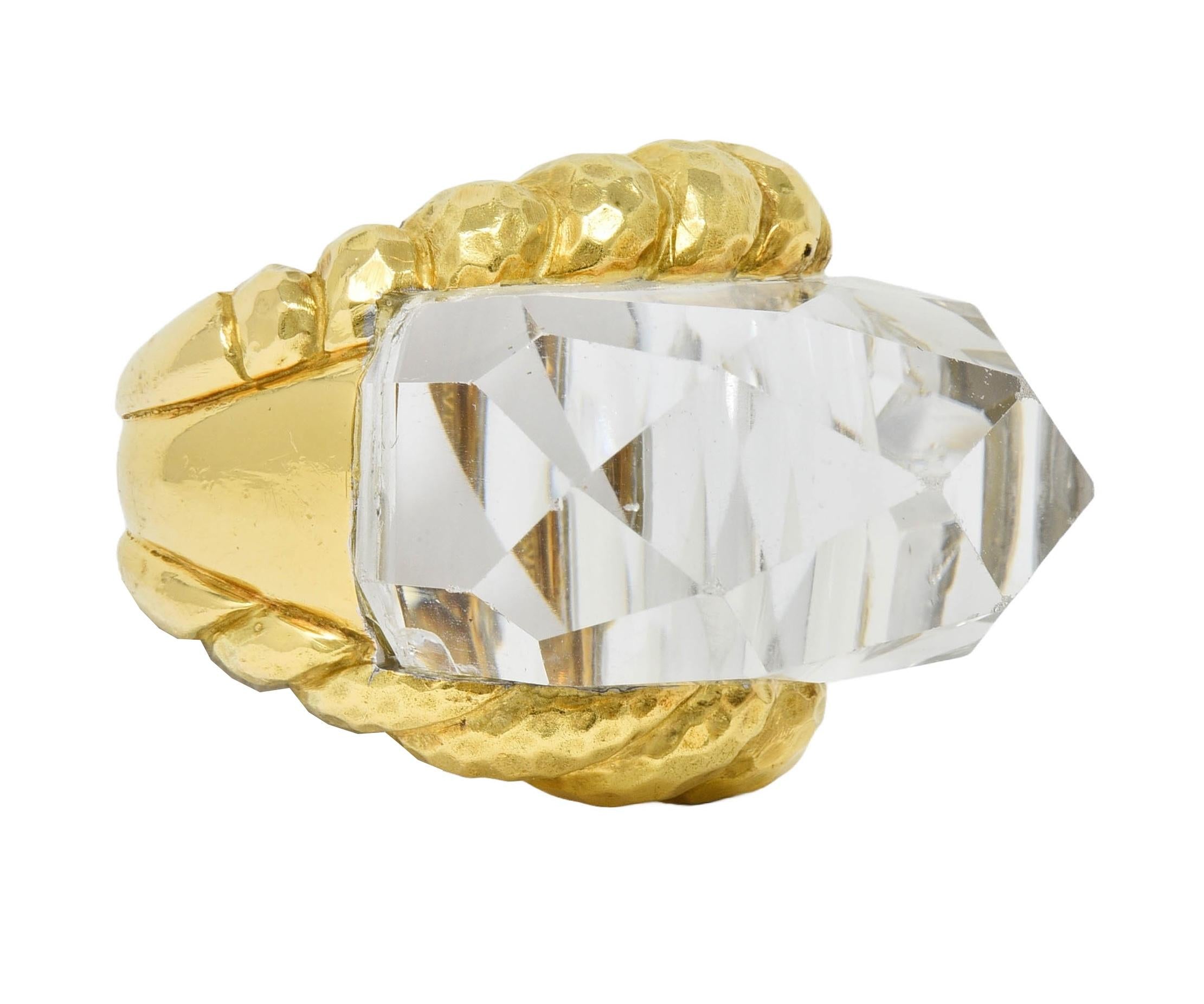 David Webb 1970's Quartz Crystal 18 Karat Gold Vintage Iceberg Statement Ring