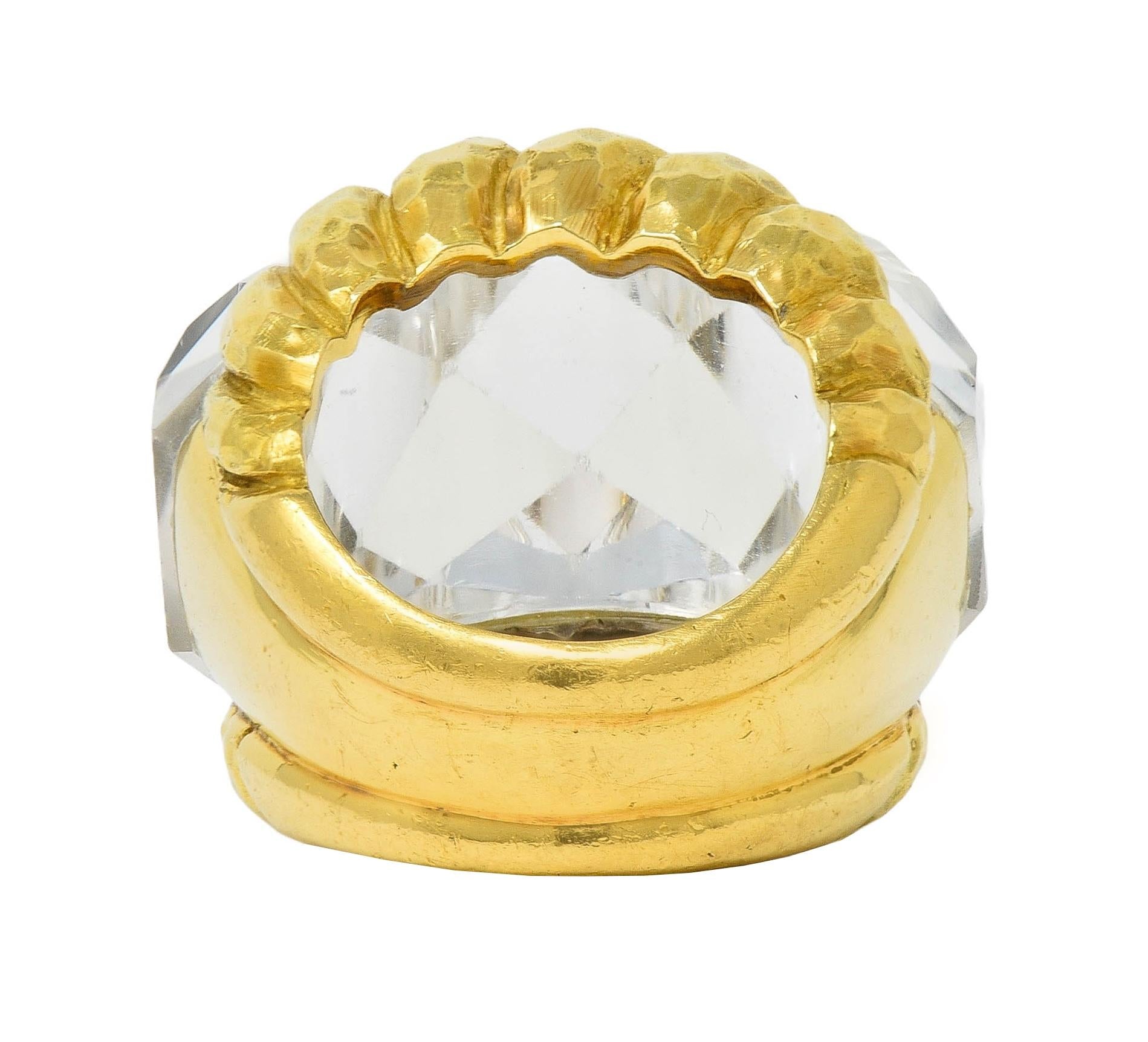 David Webb 1970's Quartz Crystal 18 Karat Gold Vintage Iceberg Statement Ring