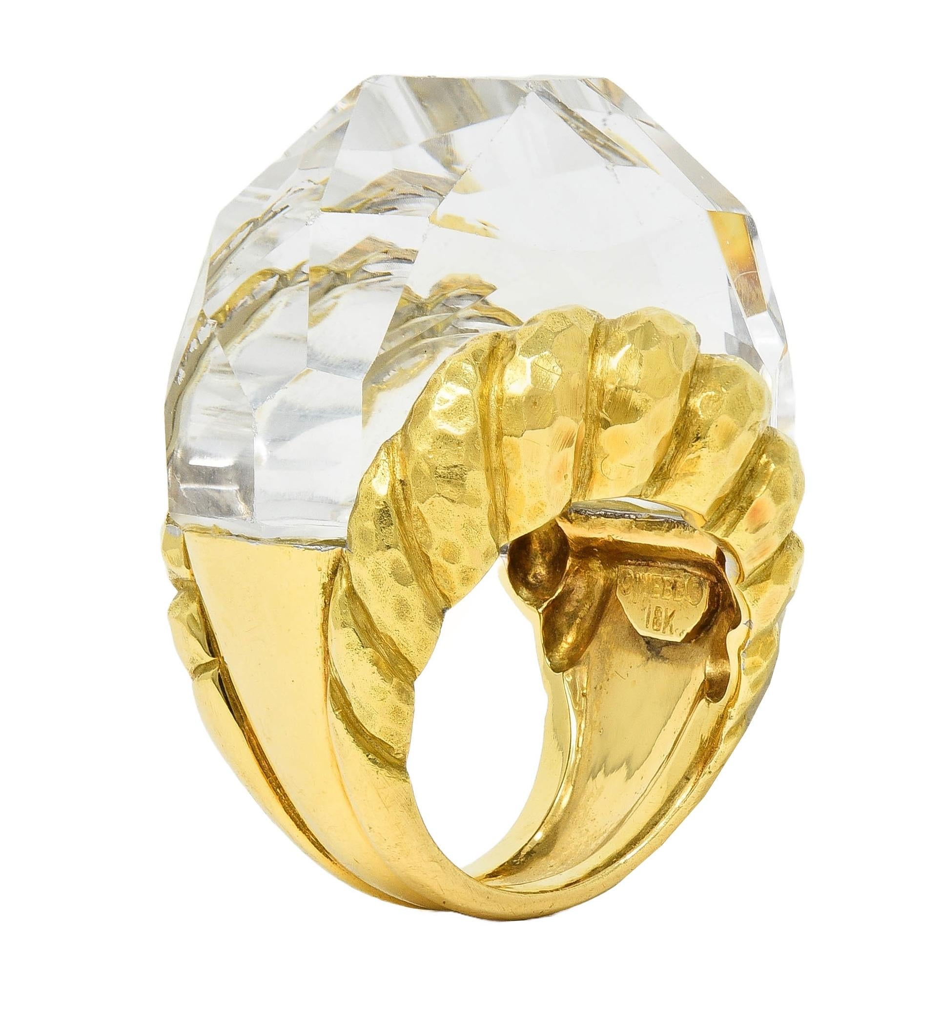 David Webb 1970's Quartz Crystal 18 Karat Gold Vintage Iceberg Statement Ring