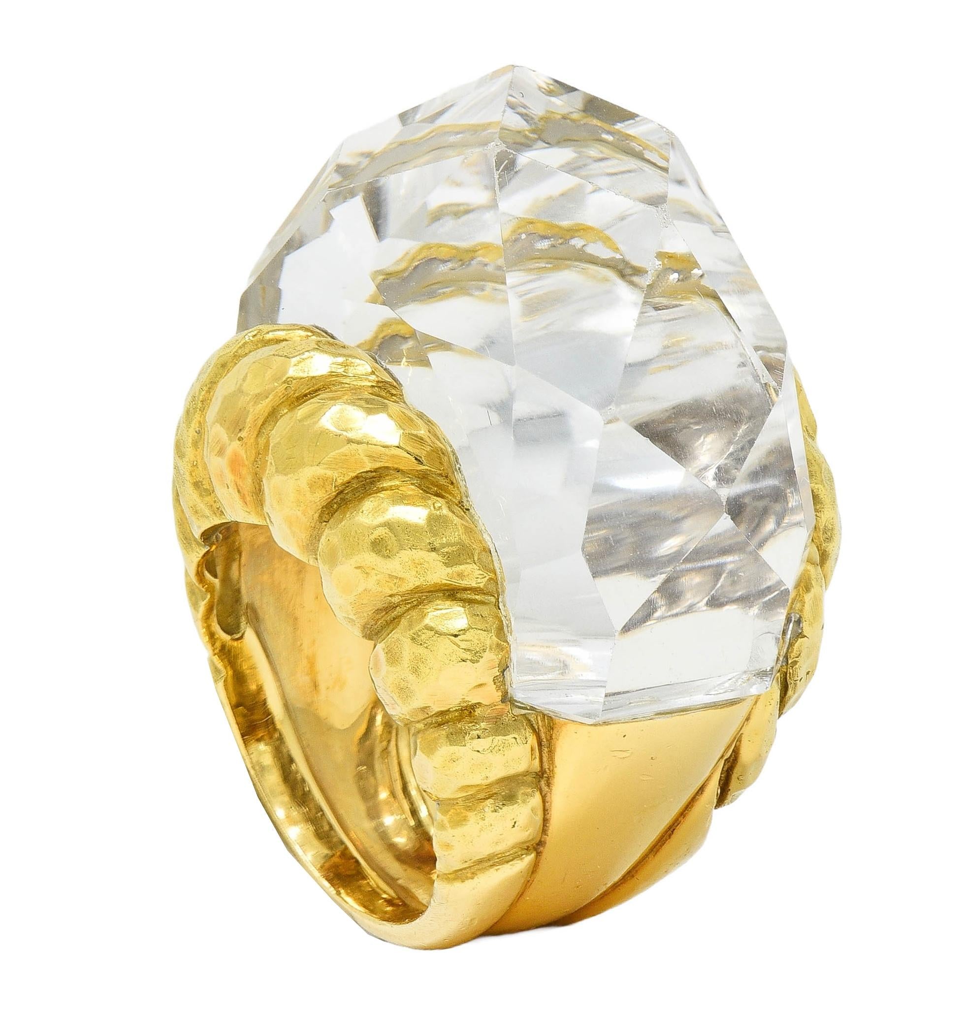 David Webb 1970's Quartz Crystal 18 Karat Gold Vintage Iceberg Statement Ring