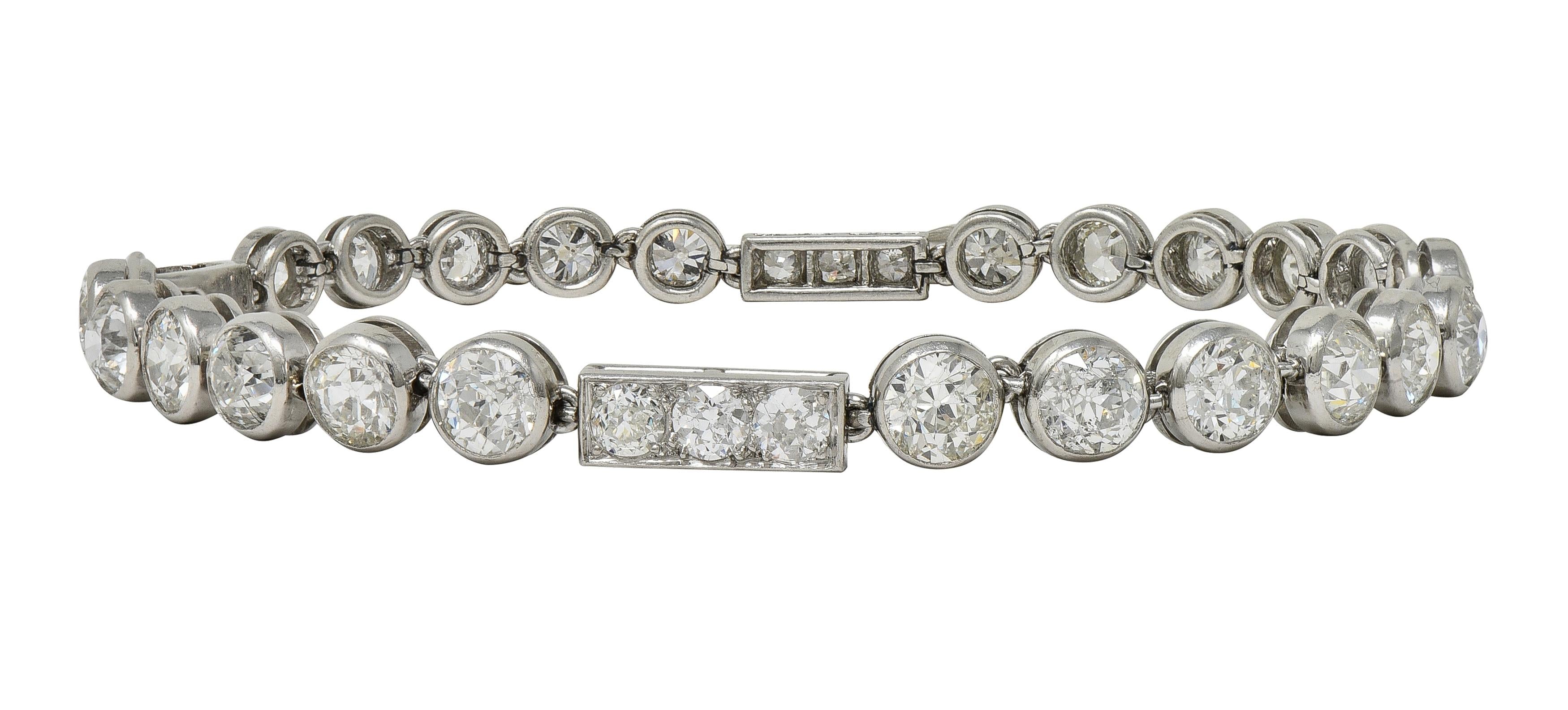 Art Deco 7.60 CTW  Diamond Platinum Antique Line Bracelet