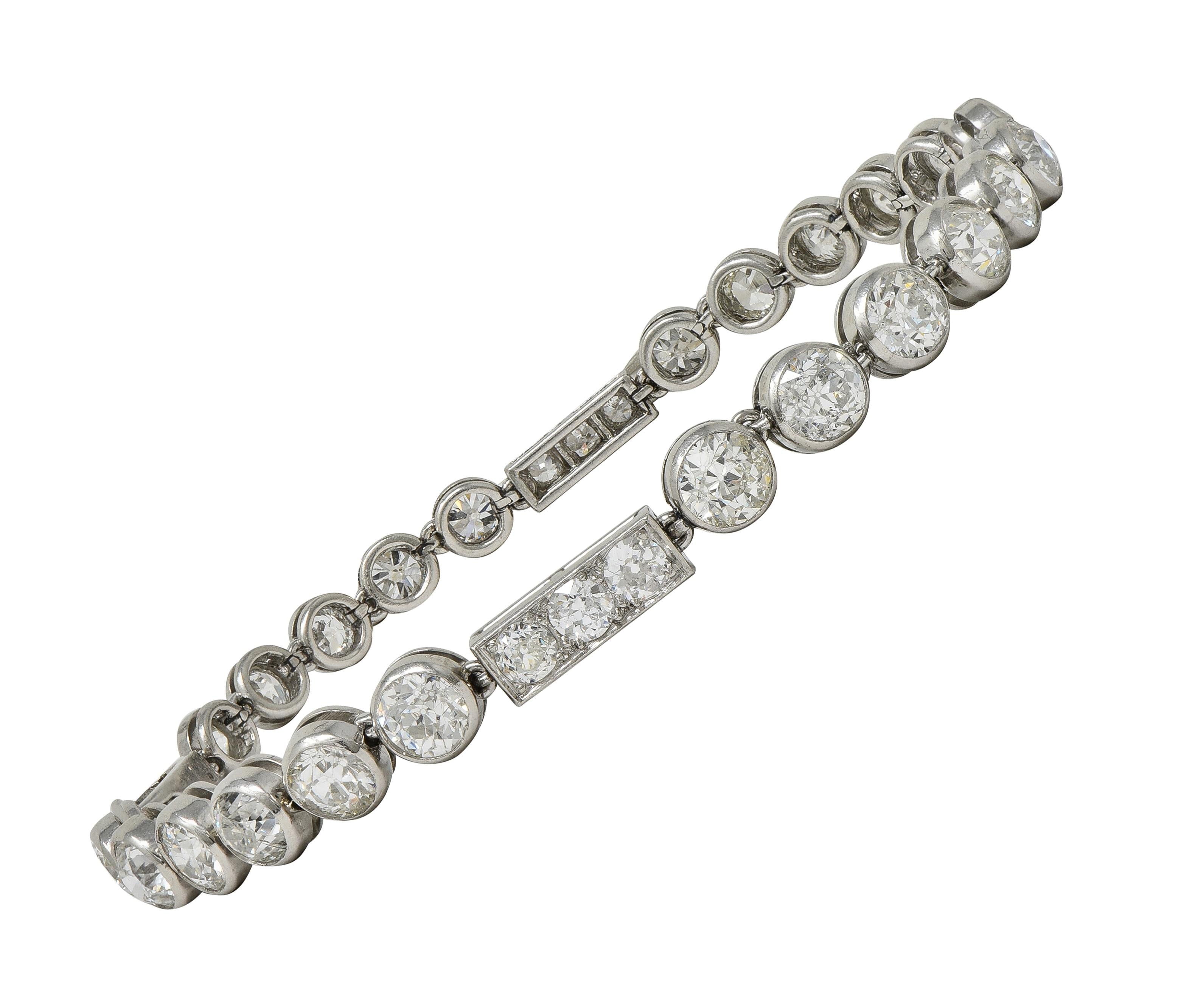 Art Deco 7.60 CTW  Diamond Platinum Antique Line Bracelet