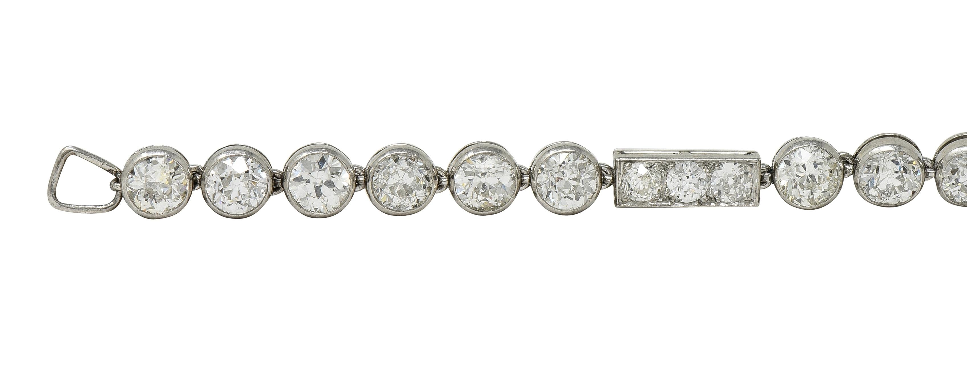 Art Deco 7.60 CTW  Diamond Platinum Antique Line Bracelet