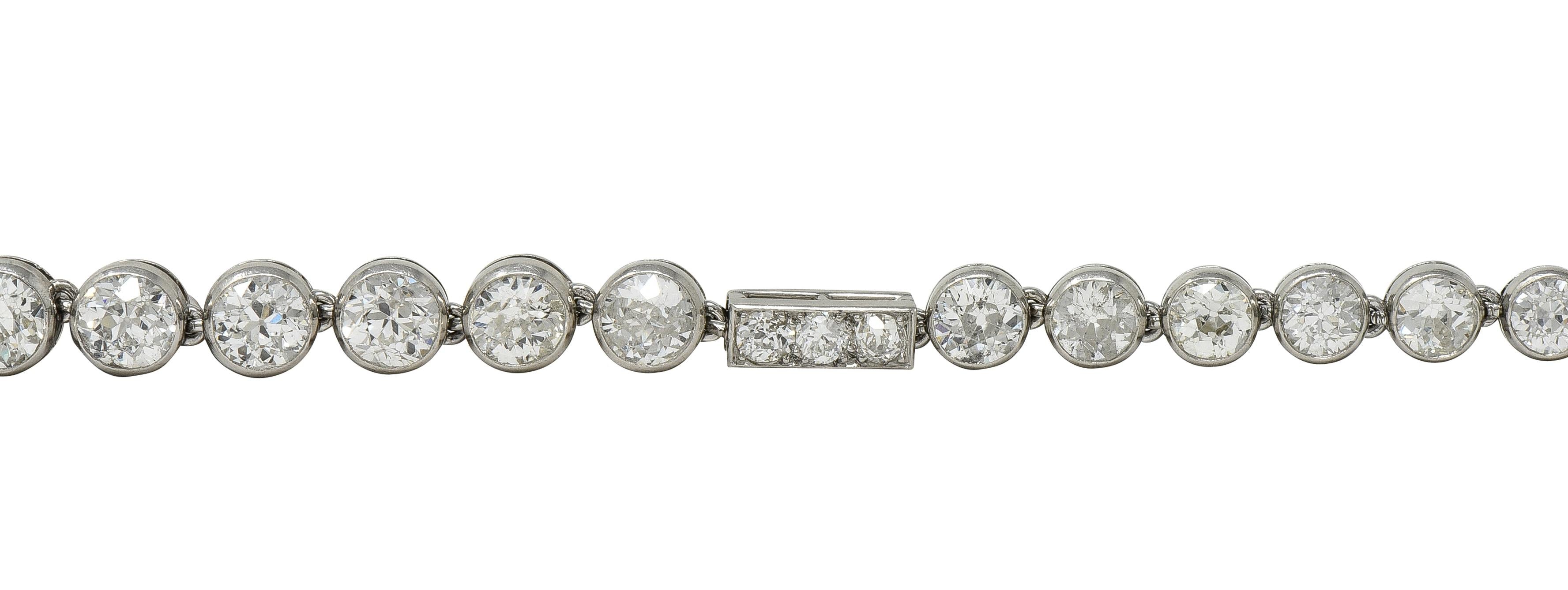 Art Deco 7.60 CTW  Diamond Platinum Antique Line Bracelet