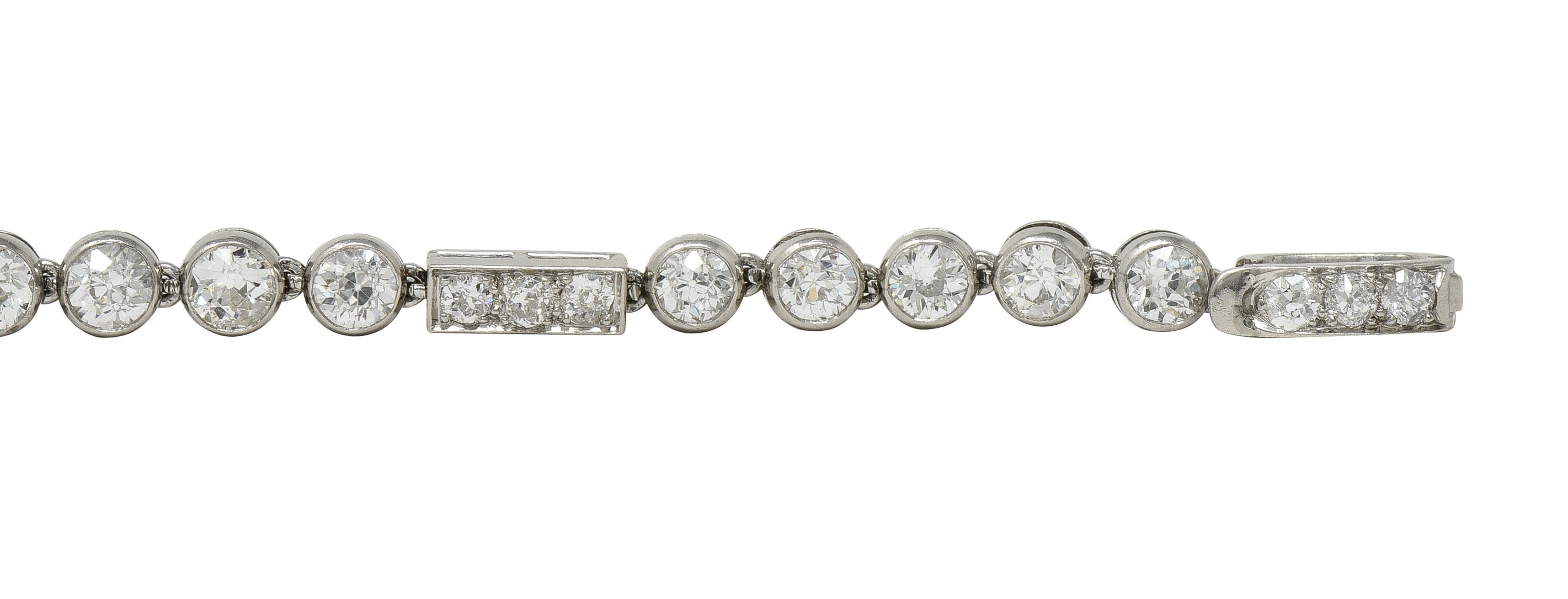 Art Deco 7.60 CTW  Diamond Platinum Antique Line Bracelet