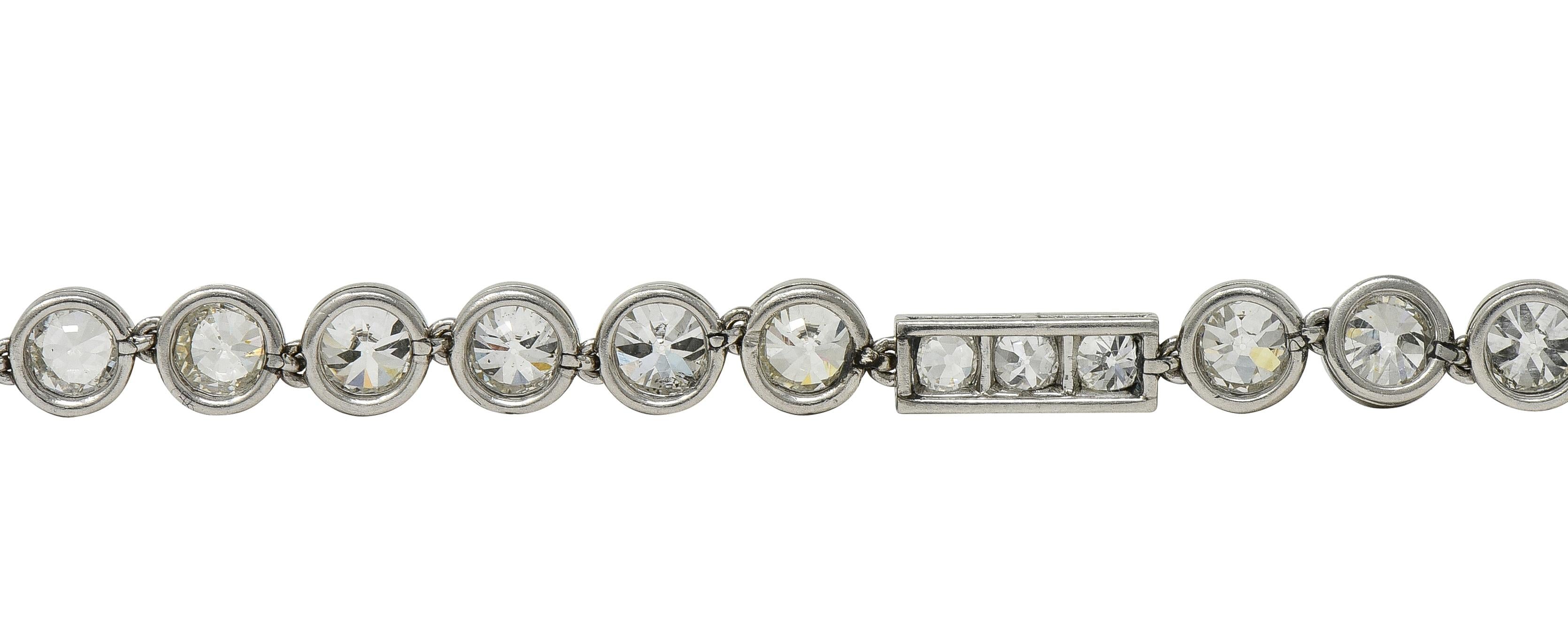Art Deco 7.60 CTW  Diamond Platinum Antique Line Bracelet