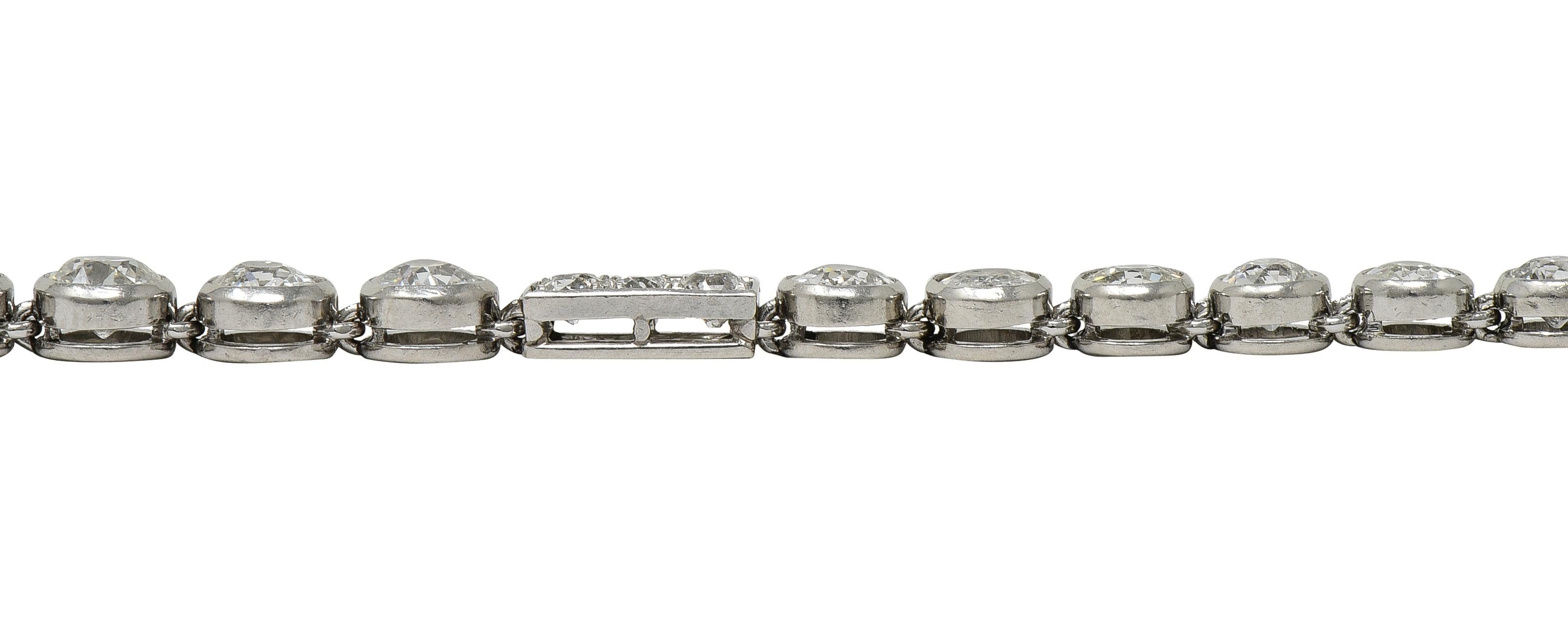 Art Deco 7.60 CTW  Diamond Platinum Antique Line Bracelet