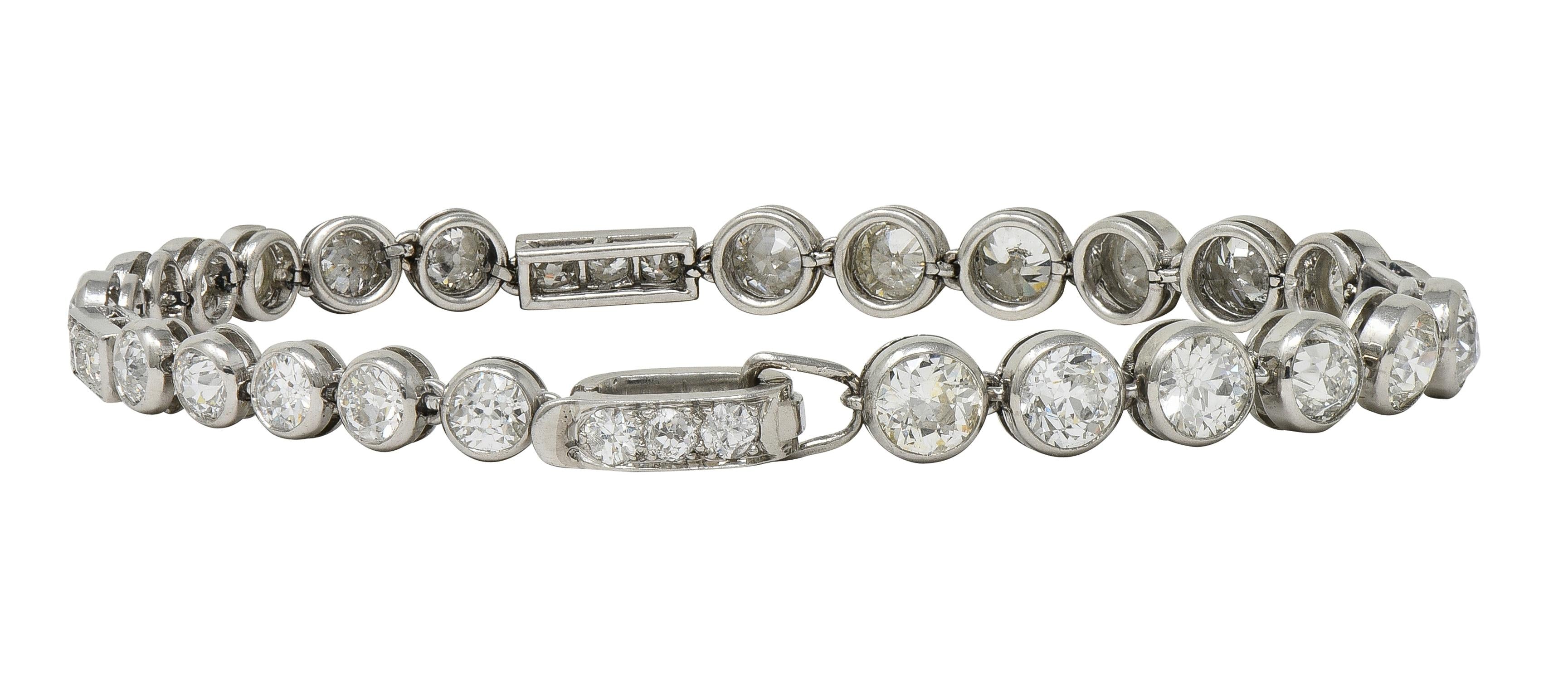 Art Deco 7.60 CTW  Diamond Platinum Antique Line Bracelet