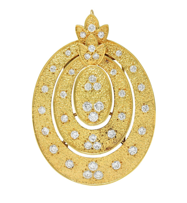 Van Cleef & Arpels French 4.70 CTW Diamond 18K Yellow Gold Pendant Brooch