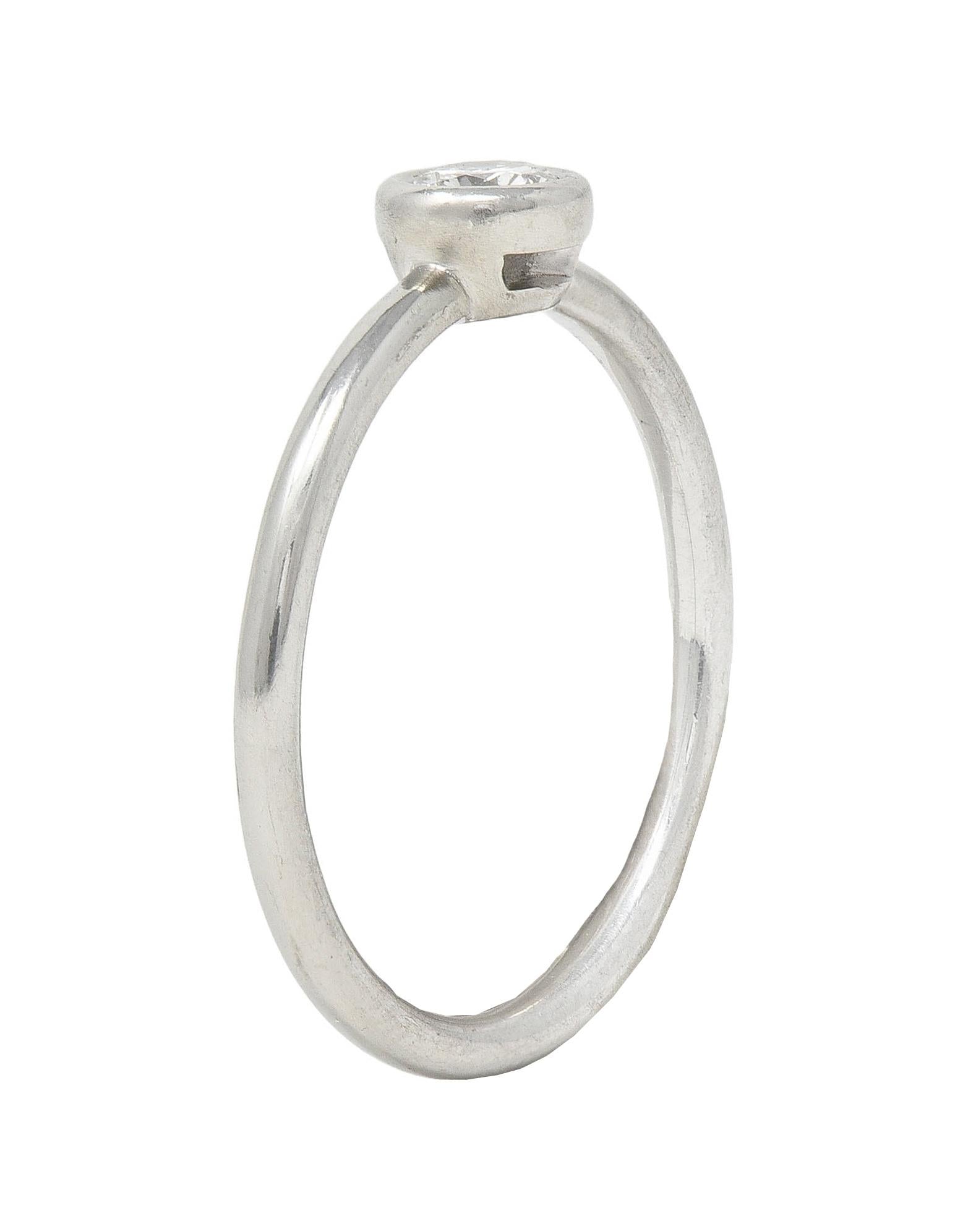 Tiffany & Co. Contemporary Diamond Platinum Bezel Set Bezet Solitaire Ring