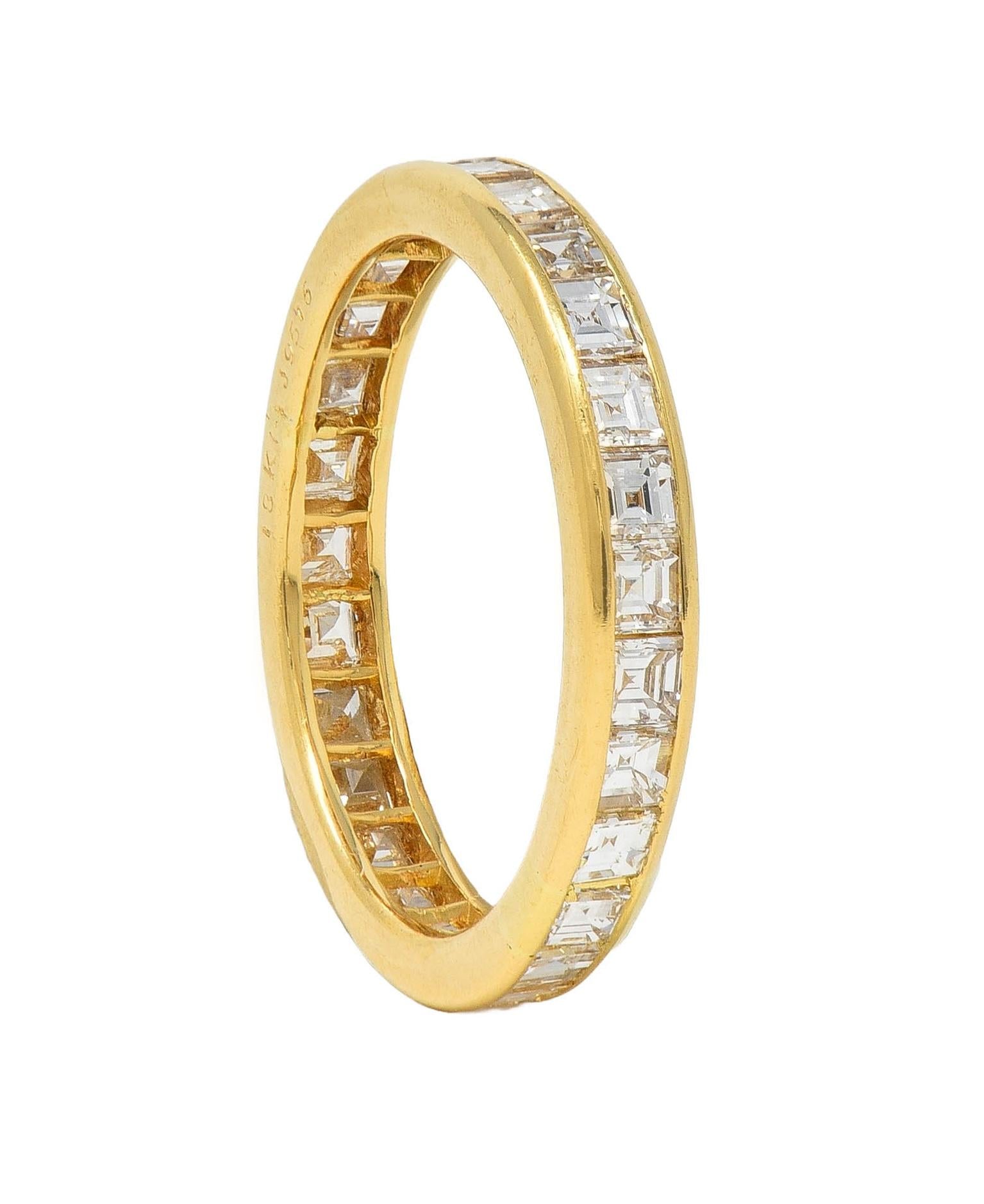 Oscar Heyman 1990's 1.35 CTW Square Step Diamond 18K Gold Vintage Eternity Band