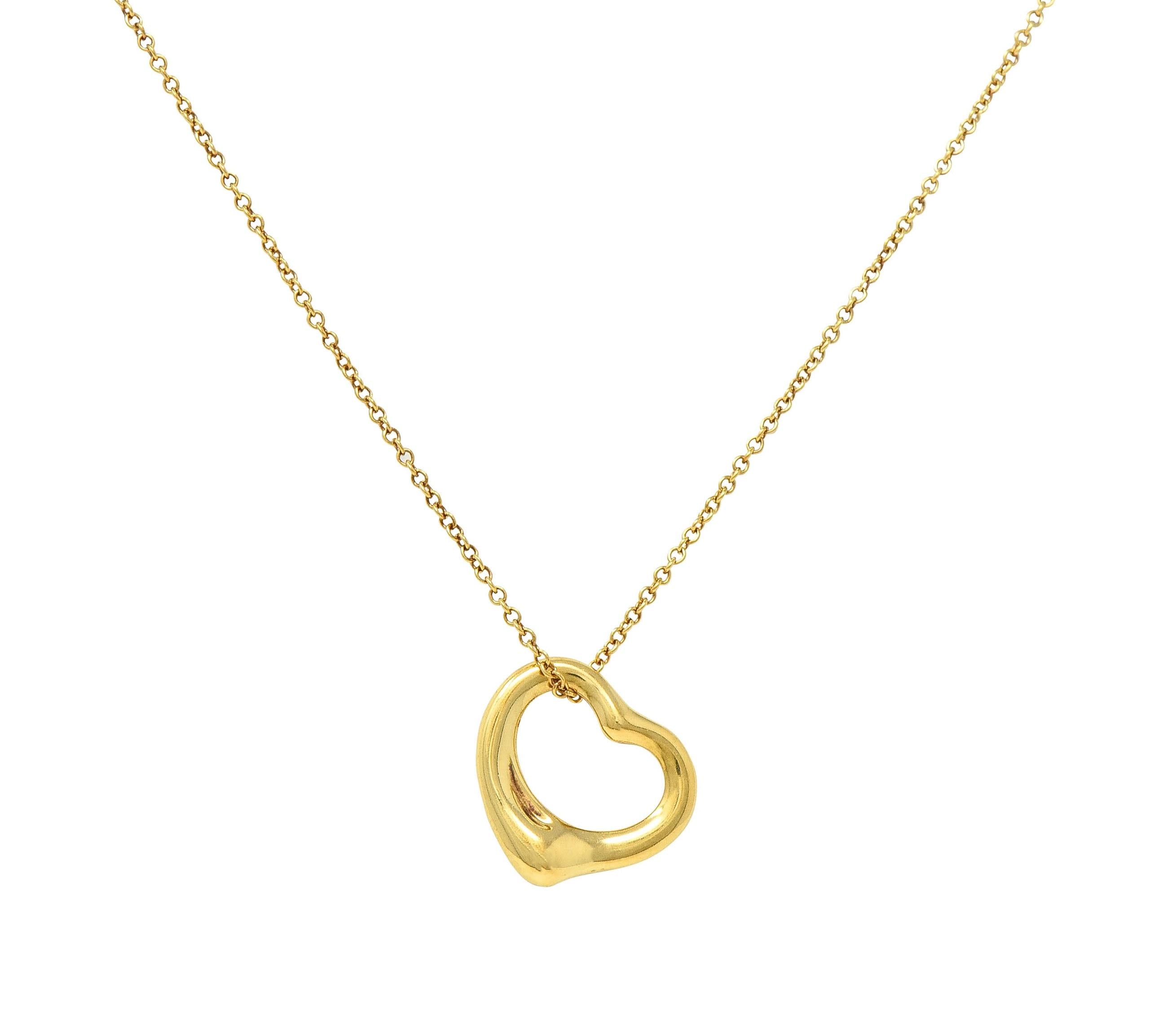 Elsa Peretti Tiffany & Co. 18 Karat Yellow Gold Open Heart Pendant Necklace