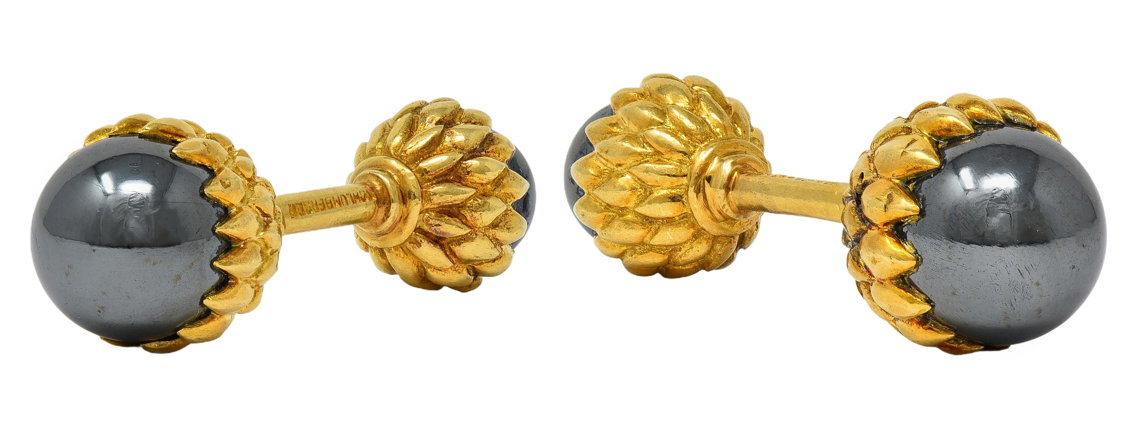 Jean Schlumberger Tiffany & Co. Hematite 18K Gold Vintage Acorn Cufflinks