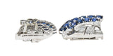 Cartier Mid-Century 13.92 CTW Sapphire Diamond Platinum Vintage Brooch Clips