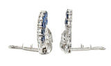 Cartier Mid-Century 13.92 CTW Sapphire Diamond Platinum Vintage Brooch Clips