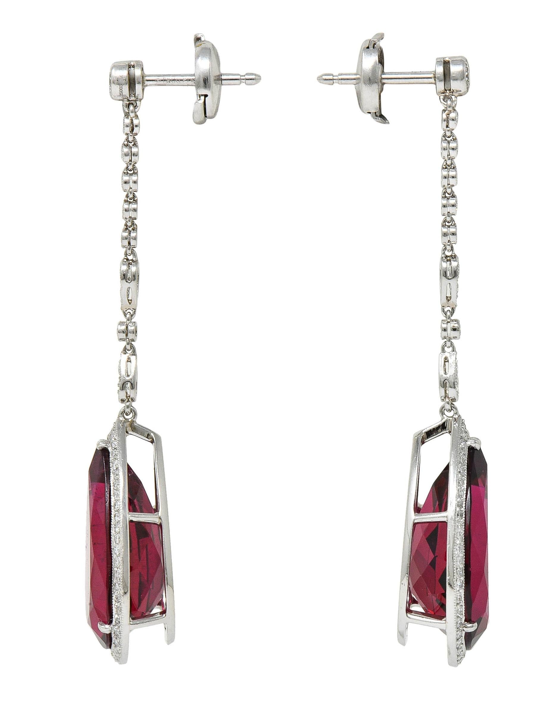 Tiffany & Co. 16.32 CTW Rubellite Diamond Platinum Drop Earrings