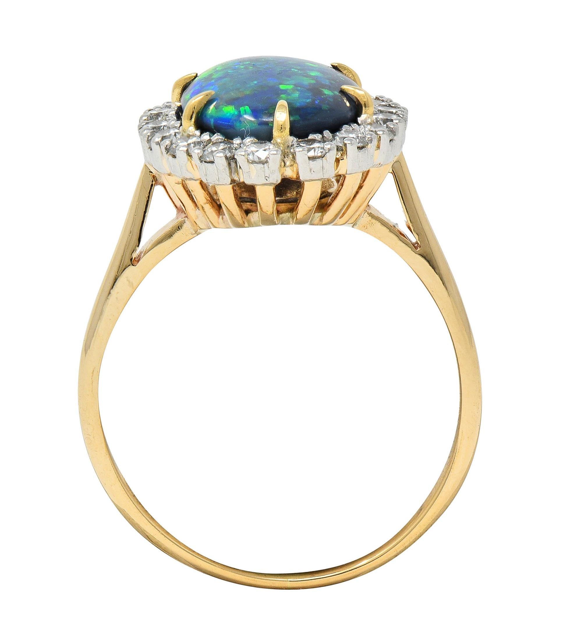 Cartier 1960's Diamond Opal Platinum 18 Karat Gold Vintage Halo Ring