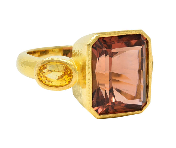 Elizabeth Locke Tourmaline Yellow Sapphire 18 Karat Gold Gemstone Cocktail Ring