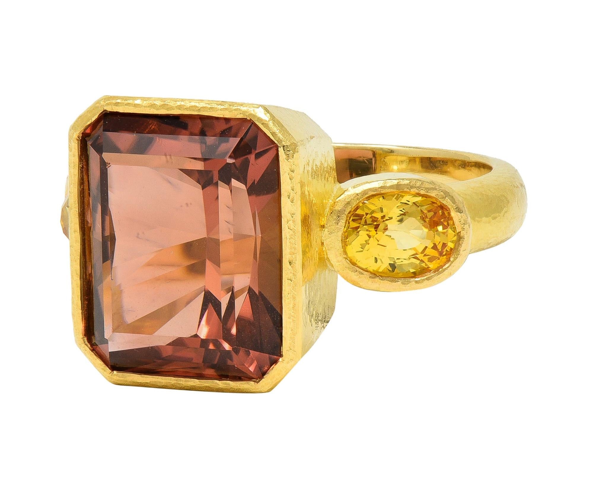 Elizabeth Locke Tourmaline Yellow Sapphire 18 Karat Gold Gemstone Cocktail Ring