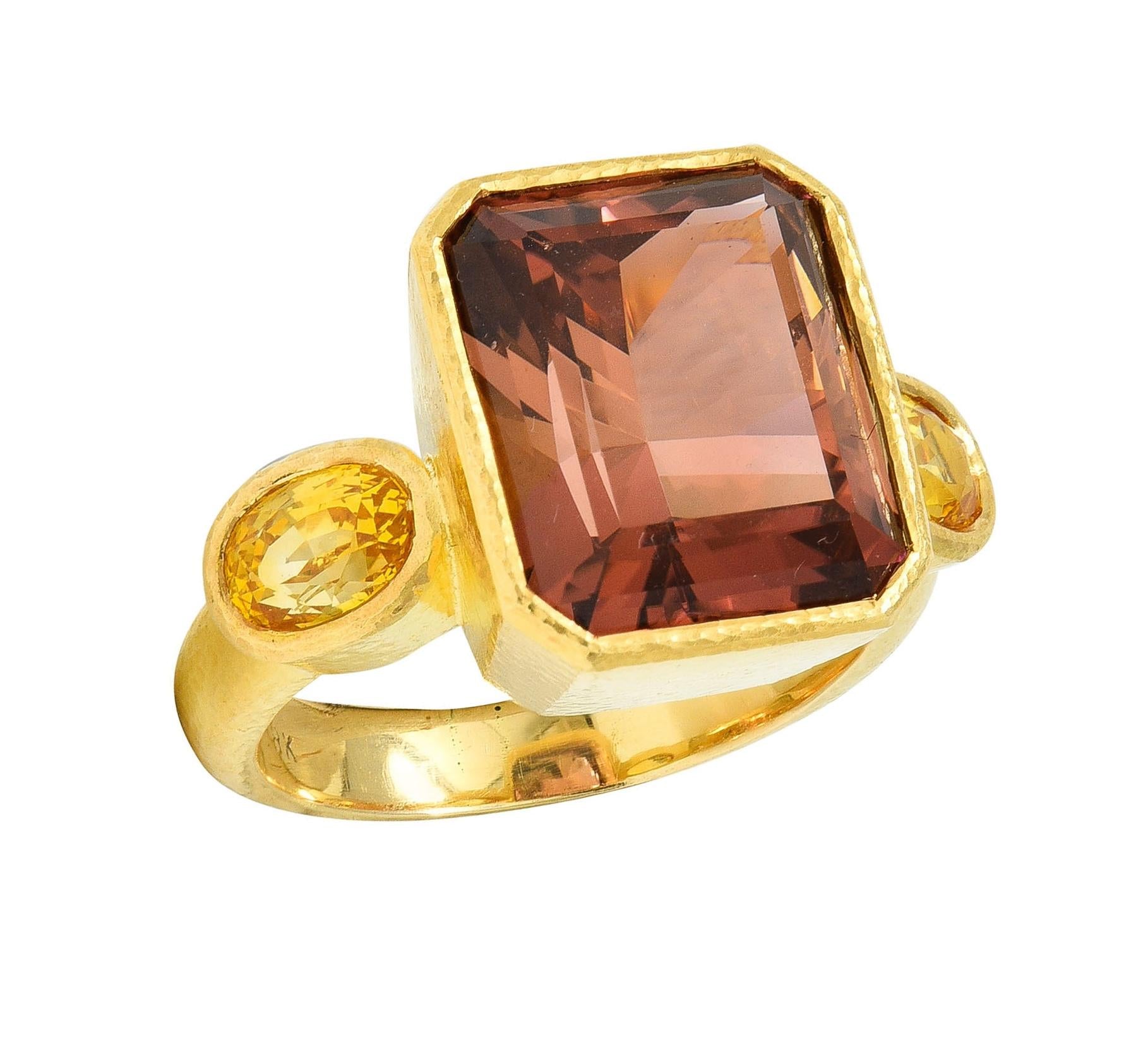 Elizabeth Locke Tourmaline Yellow Sapphire 18 Karat Gold Gemstone Cocktail Ring