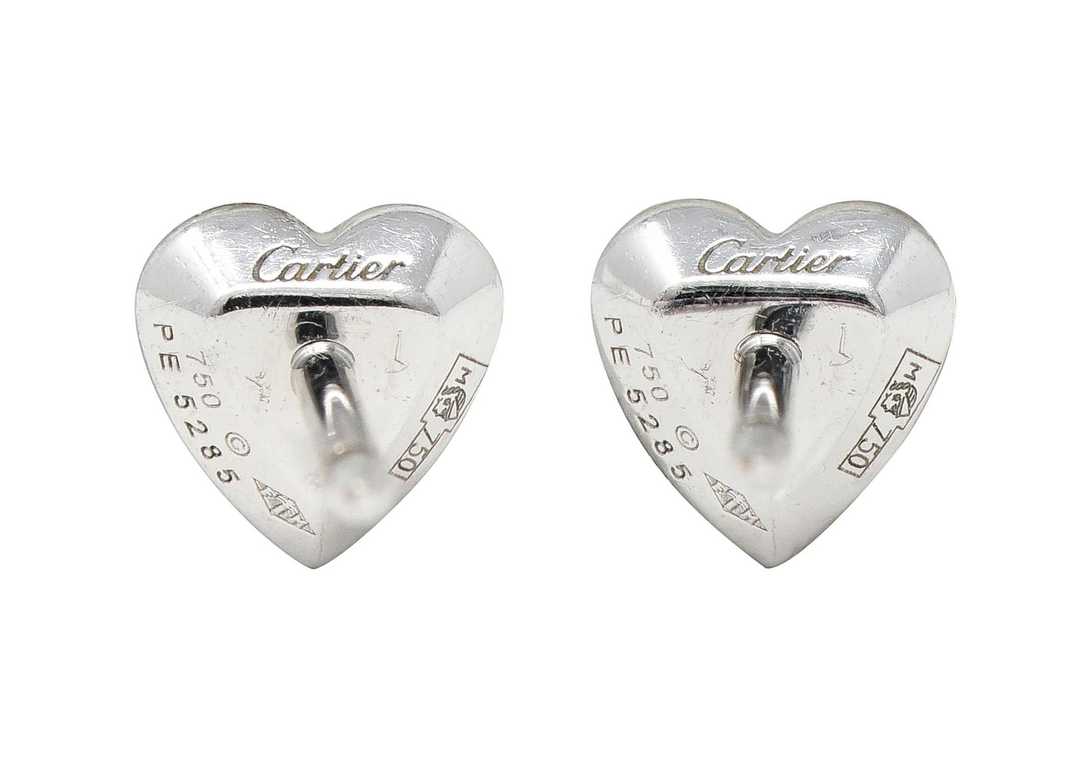 Cartier Diamond 18 Karat White Gold Contemporary Heart Love Stud Earrings