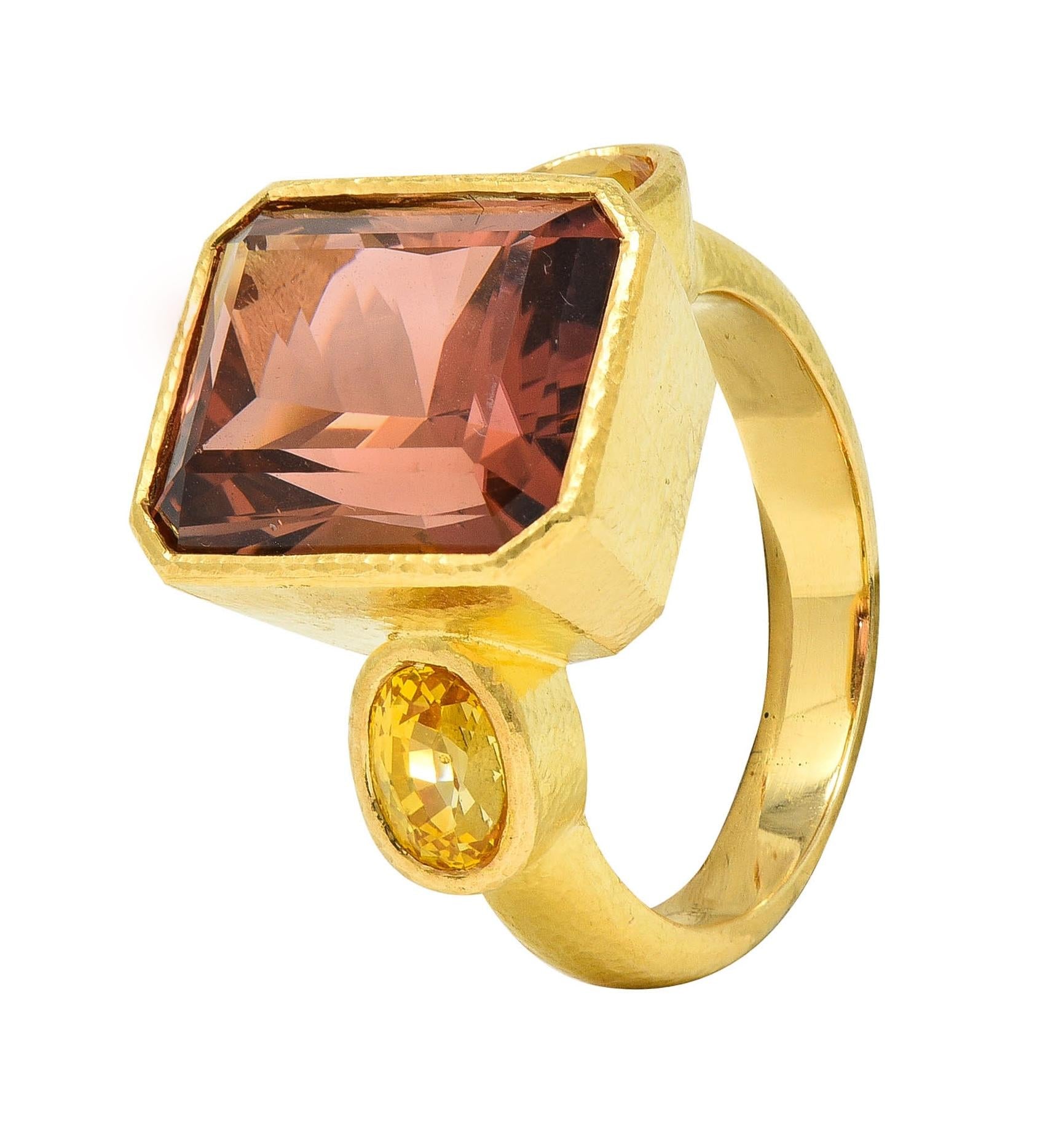 Elizabeth Locke Tourmaline Yellow Sapphire 18 Karat Gold Gemstone Cocktail Ring