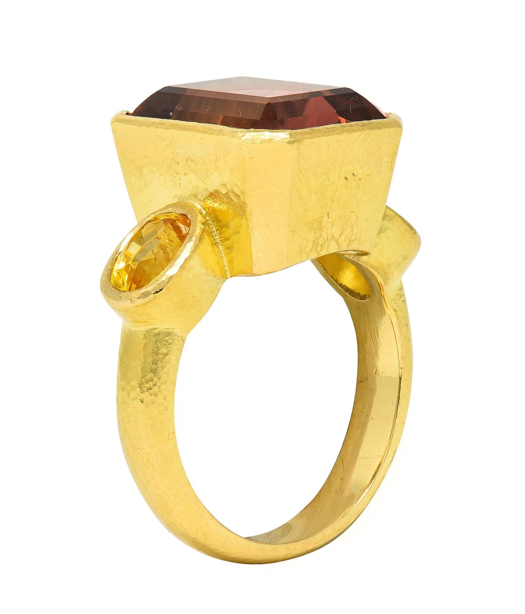 Elizabeth Locke Tourmaline Yellow Sapphire 18 Karat Gold Gemstone Cocktail Ring