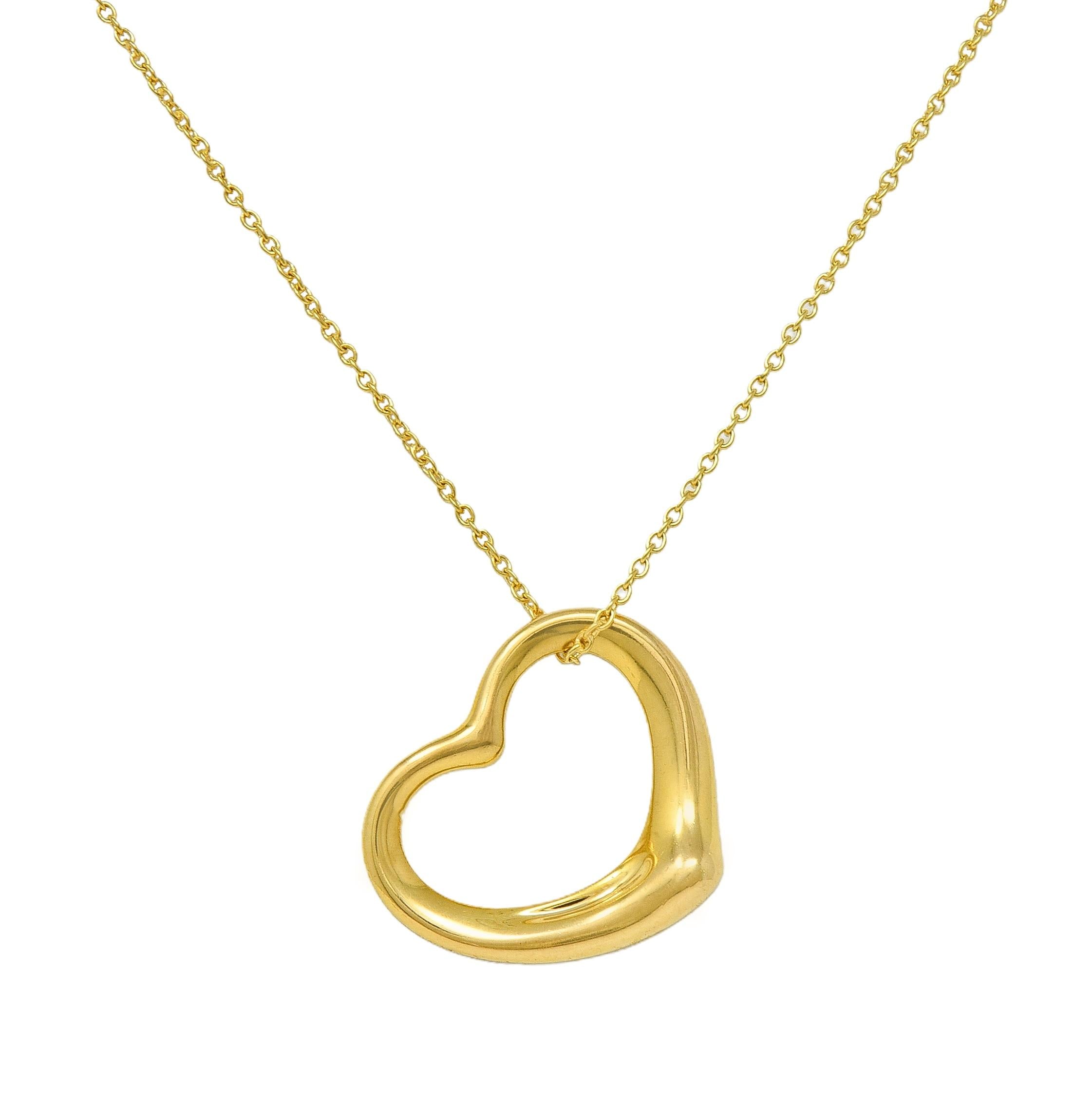 Elsa Peretti Tiffany & Co. 2000's 18K Gold Open Heart Pendant Necklace