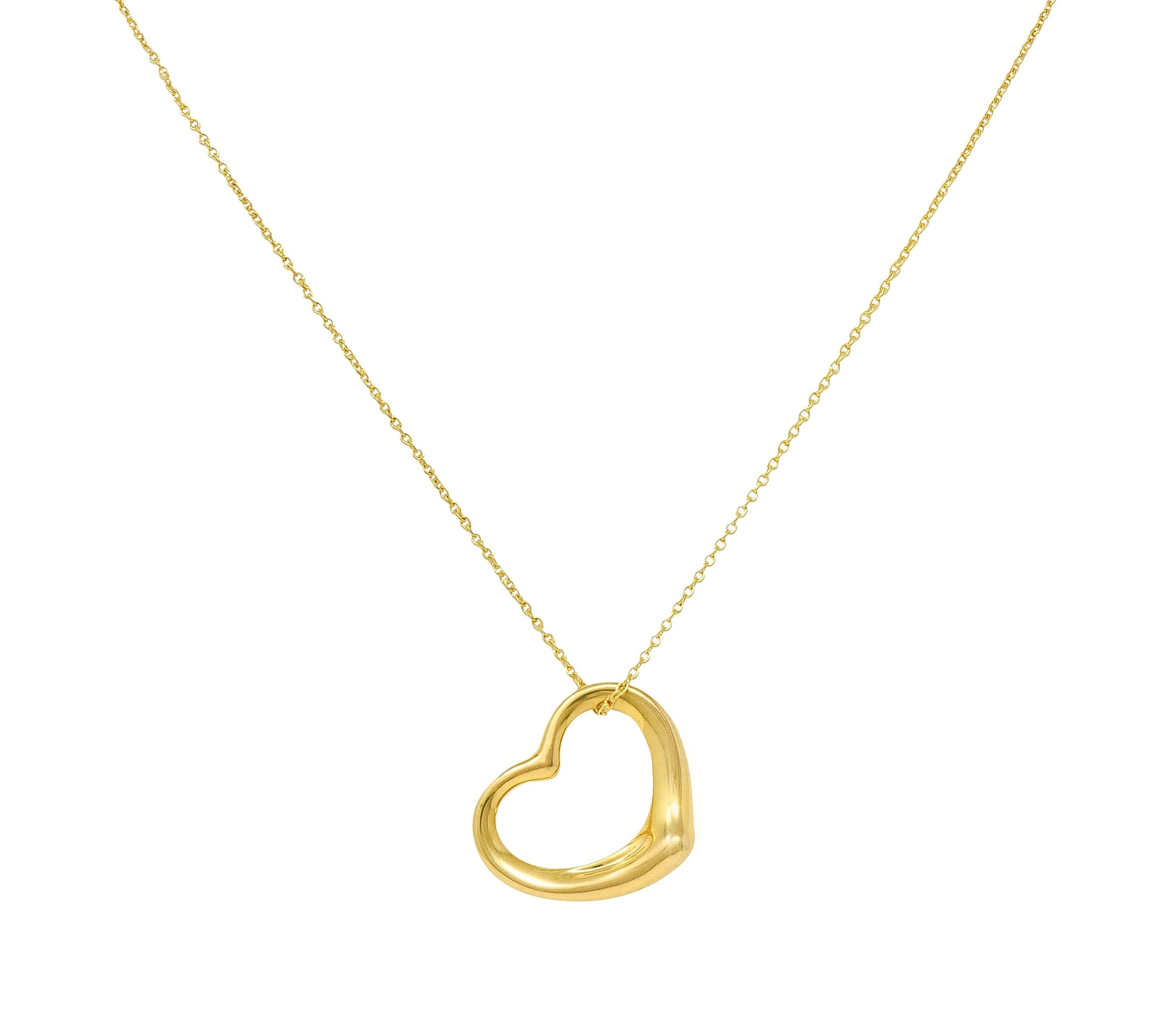 Elsa Peretti Tiffany & Co. 2000's 18K Gold Open Heart Pendant Necklace