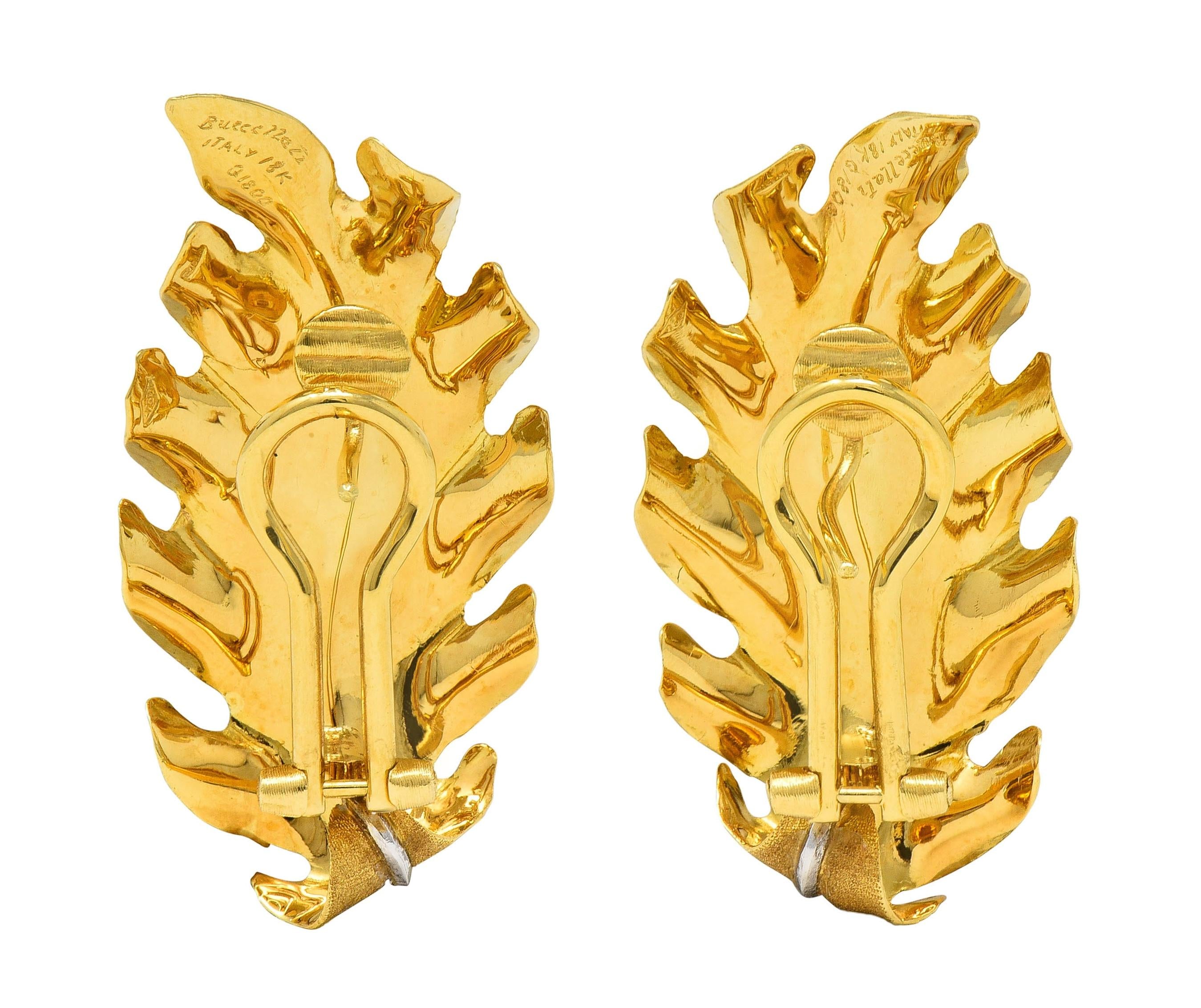 Buccellati 1970's 18 Karat Two-Tone Gold Vintage Leaf Earrings